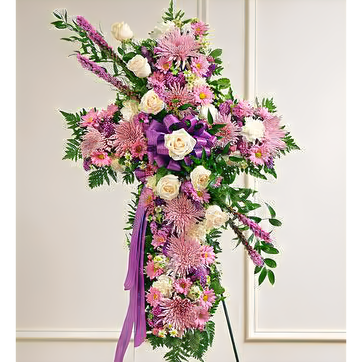 Manhattan Flower Delivery - Peace and Prayers Standing Cross - Lavender - Funeral &gt; Crosses