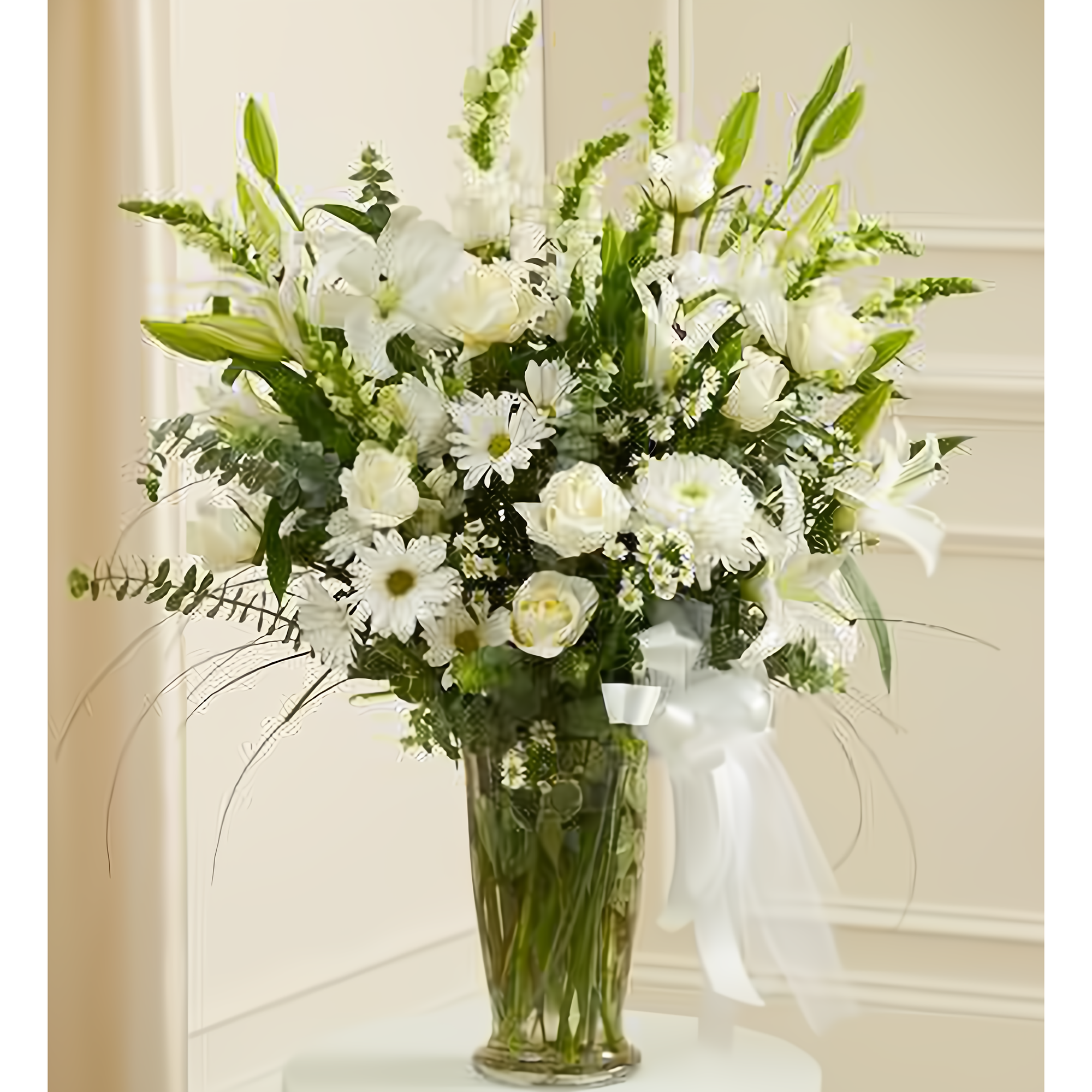 Manhattan Flower Delivery - Beautiful Blessings White Vase Arrangement - Funeral > For the Service
