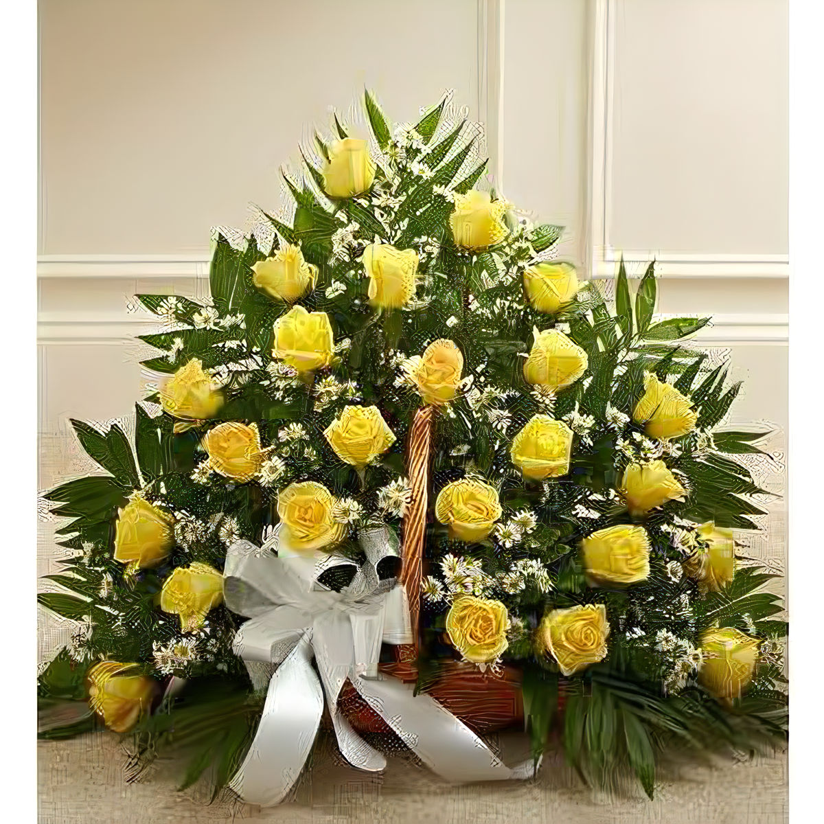 Manhattan Flower Delivery - Sincerest Sympathies Fireside Basket - Yellow - Funeral &gt; For the Service
