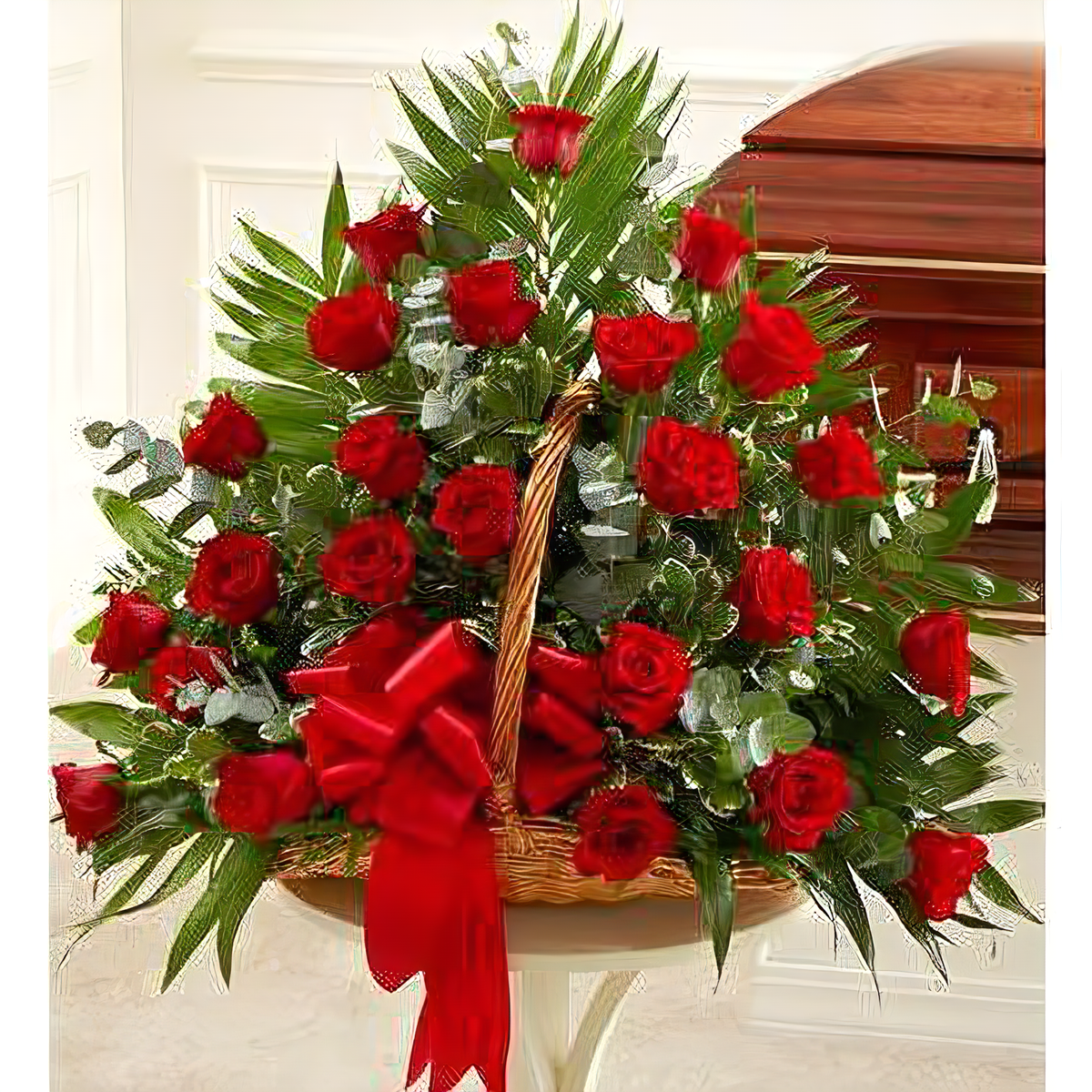 Manhattan Flower Delivery - Sincerest Sympathies Fireside Basket - Red - Funeral &gt; For the Service