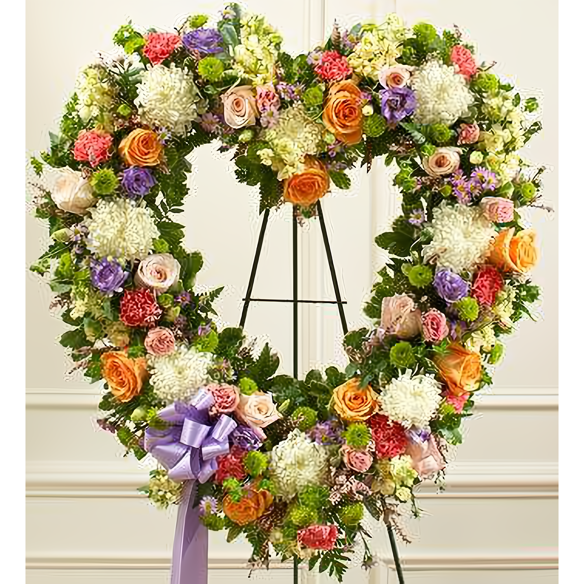 Manhattan Flower Delivery - Always Remember Pastel Floral Heart Tribute - Funeral > Hearts
