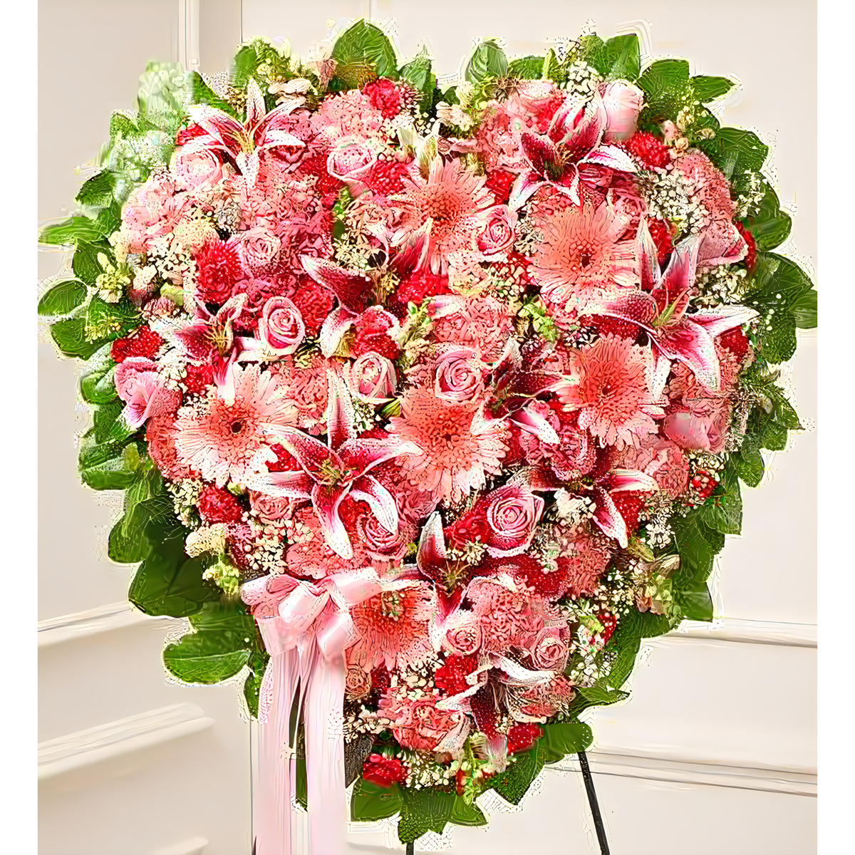 Manhattan Flower Delivery - Pink Mixed Flower Heart - Funeral &gt; Hearts