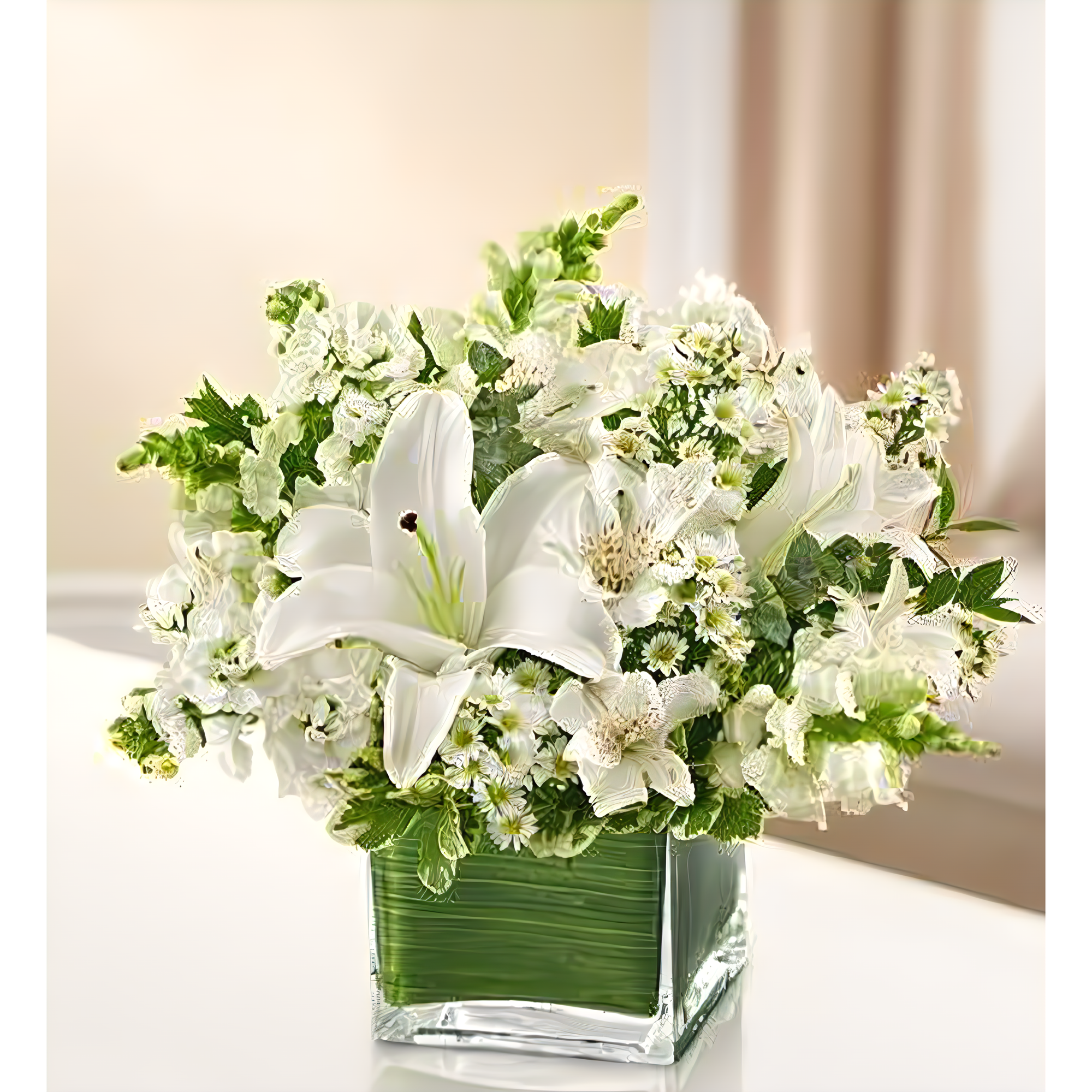 Manhattan Flower Delivery - Healing Tears - All White - Funeral > Vase Arrangements