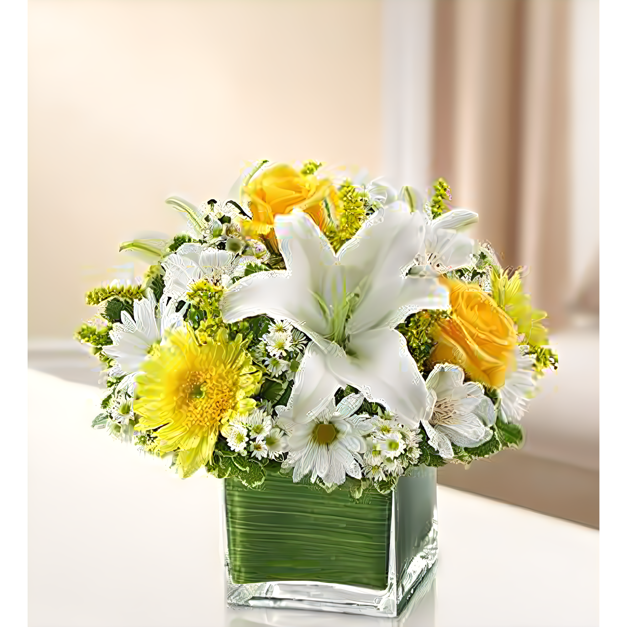 Manhattan Flower Delivery - Healing Tears - Yellow and White - Funeral > Vase Arrangements
