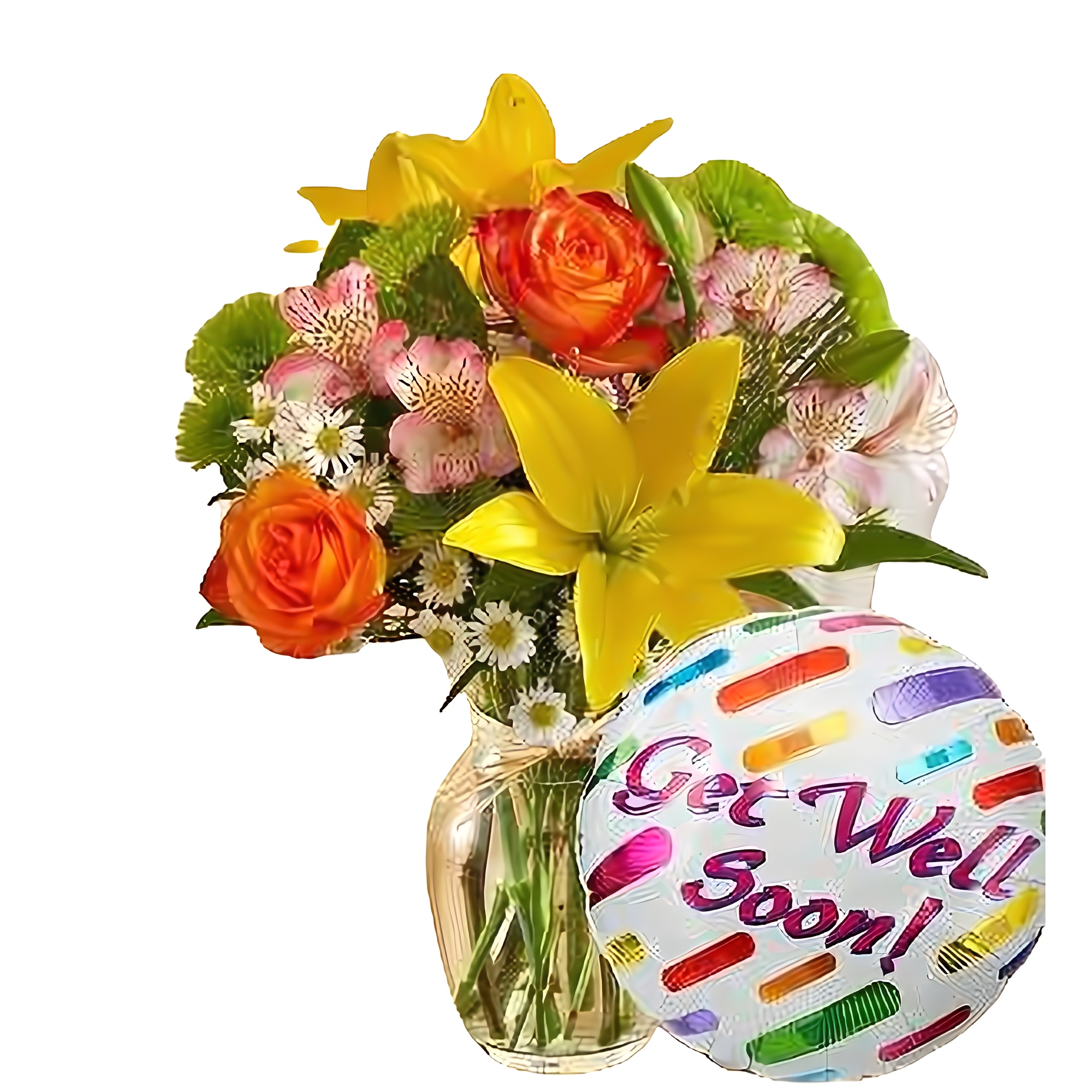 Manhattan Flower Delivery - Fields of the World w/ Get Well Balloon - Occasions > Get Well
