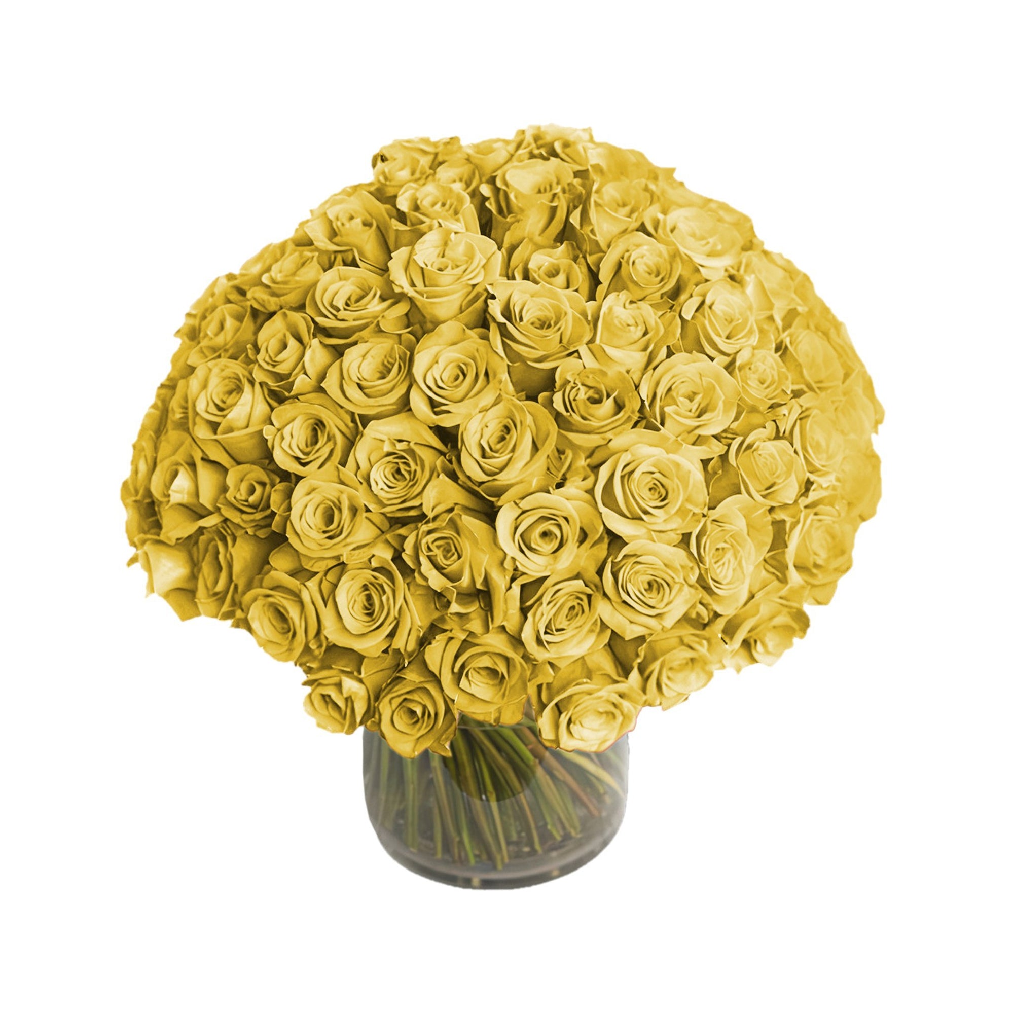 Manhattan Flower Delivery - Fresh Roses in a Vase | 100 Yellow Roses - Roses