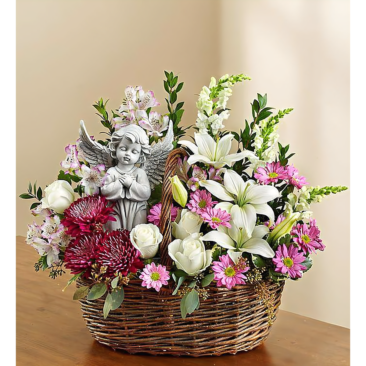 Manhattan Flower Delivery - Heavenly Angel Lavender and White Basket - Funeral &gt; Baskets