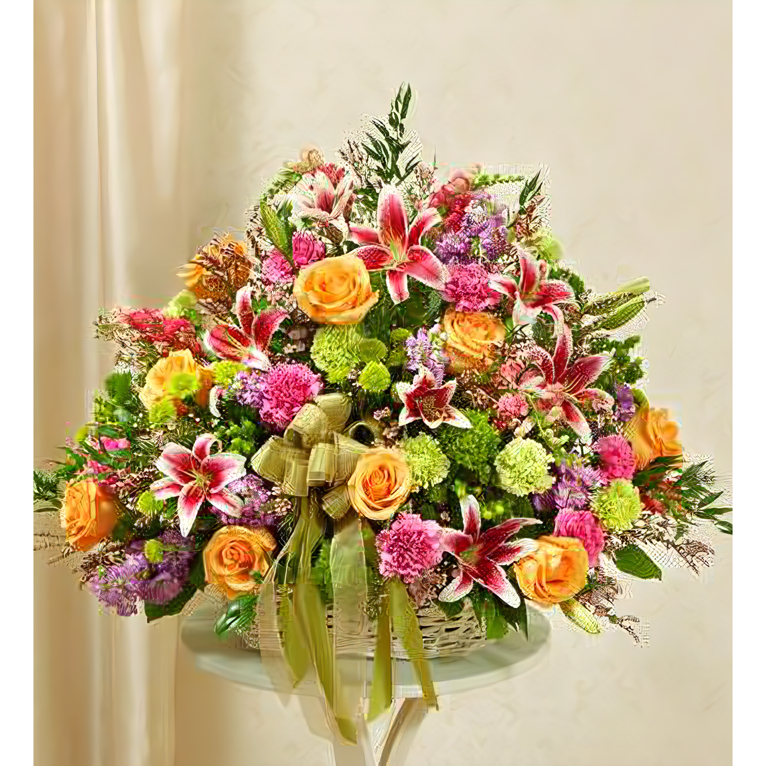 Manhattan Flower Delivery - Pastel Sympathy Basket - Funeral > Baskets