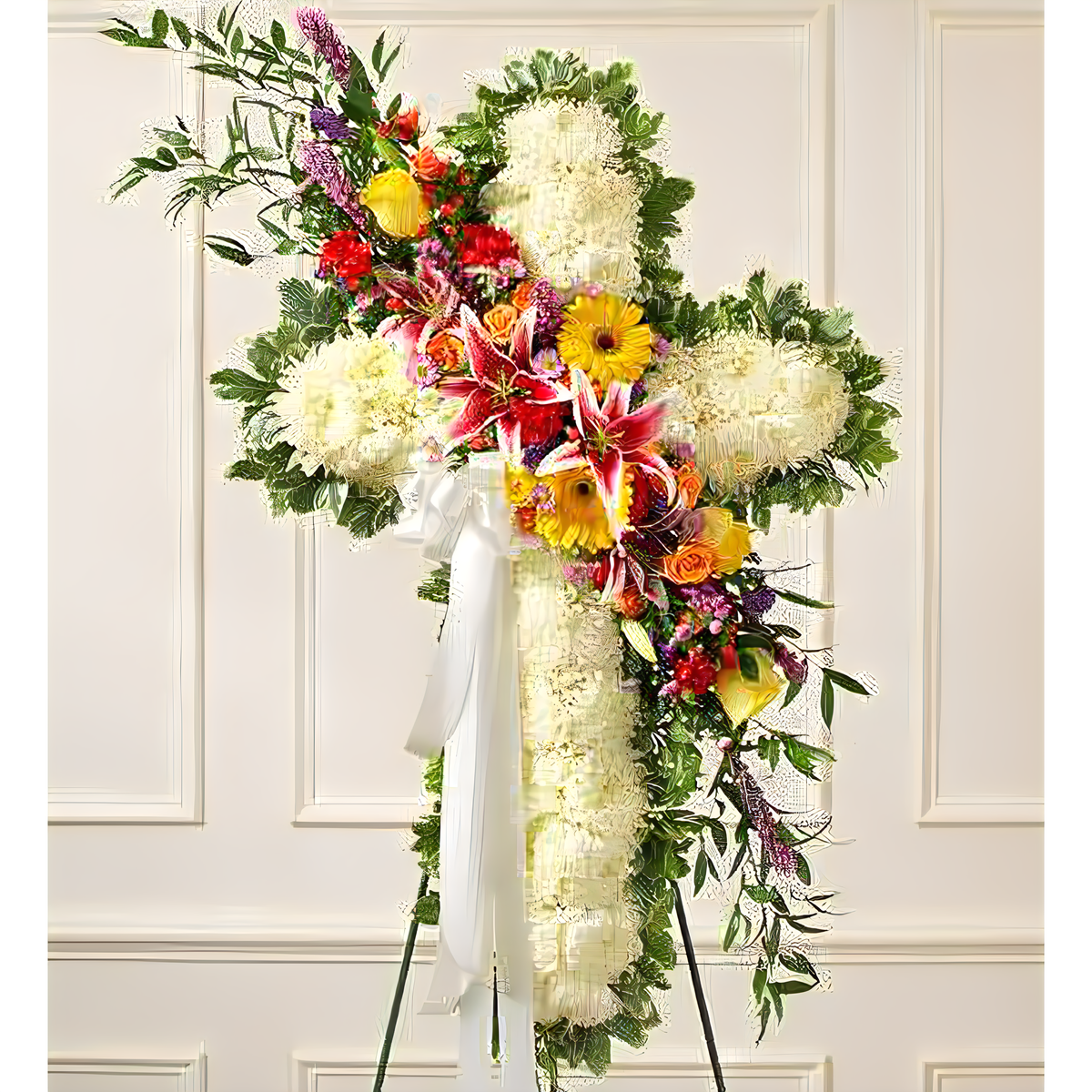 Manhattan Flower Delivery - Peace and Prayers Standing Cross &amp; Bright - Funeral &gt; Crosses