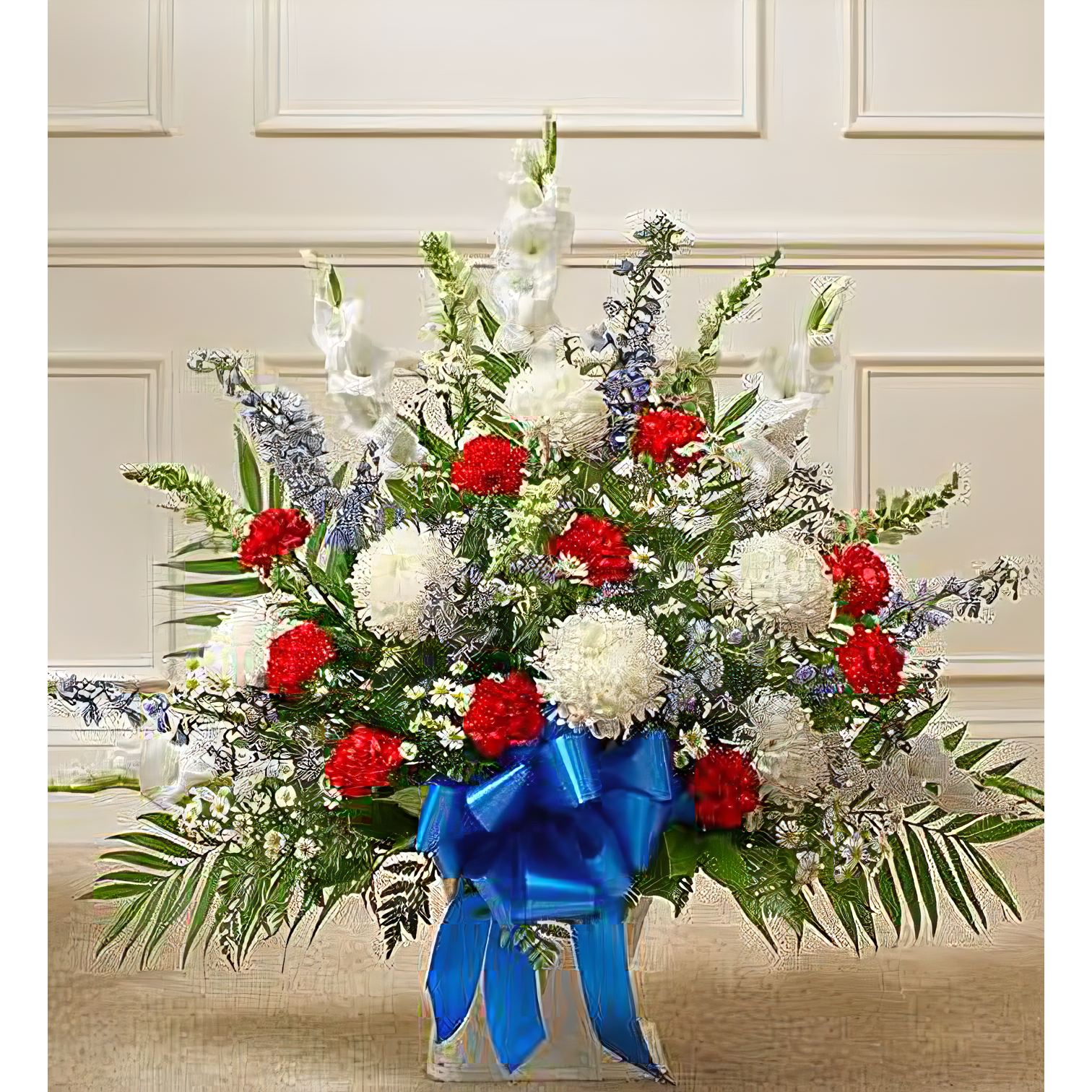 Manhattan Flower Delivery - Patriotic Tribute Floor Basket Arrangement - Funeral > For the Service