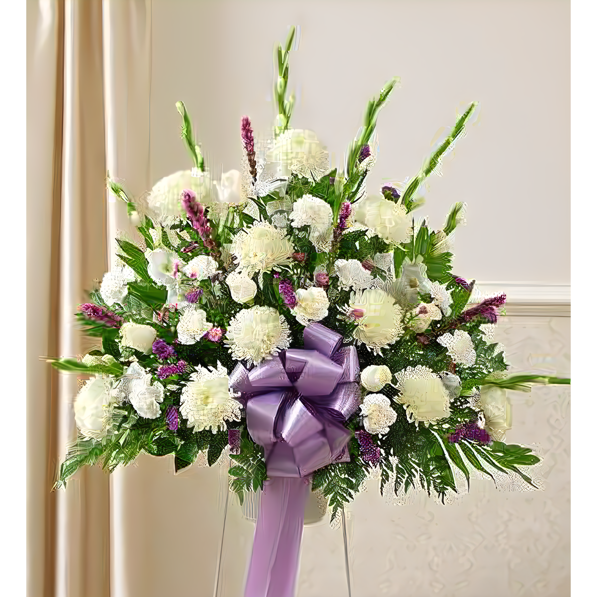 Manhattan Flower Delivery - Heartfelt Sympathies Lavender Standing Basket - Funeral &gt; For the Service
