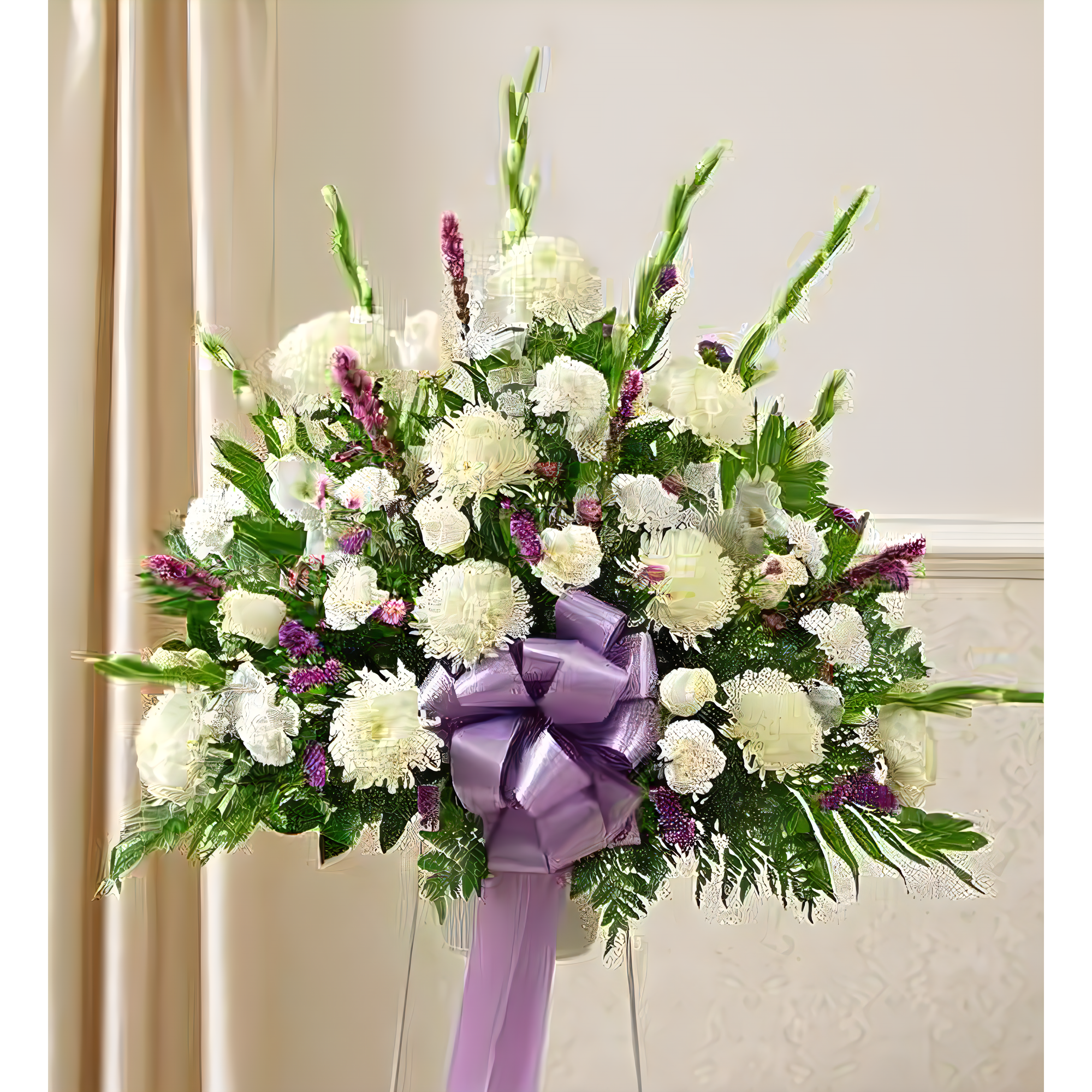 Manhattan Flower Delivery - Heartfelt Sympathies Lavender Standing Basket - Funeral > For the Service