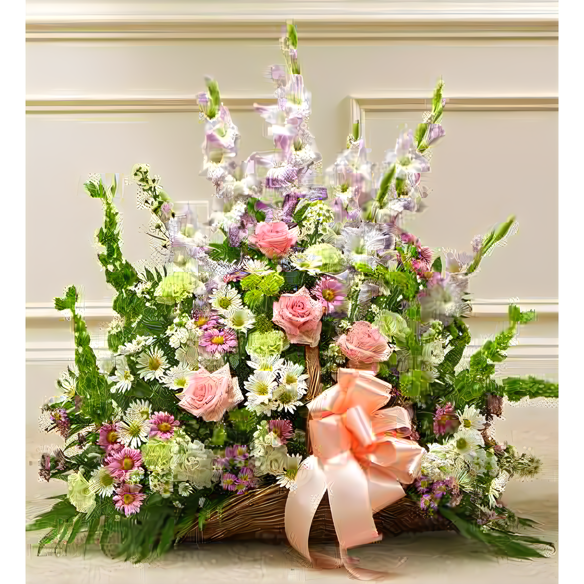 Manhattan Flower Delivery - Thoughts and Prayers Fireside Basket - Pastel - Funeral &gt; For the Service