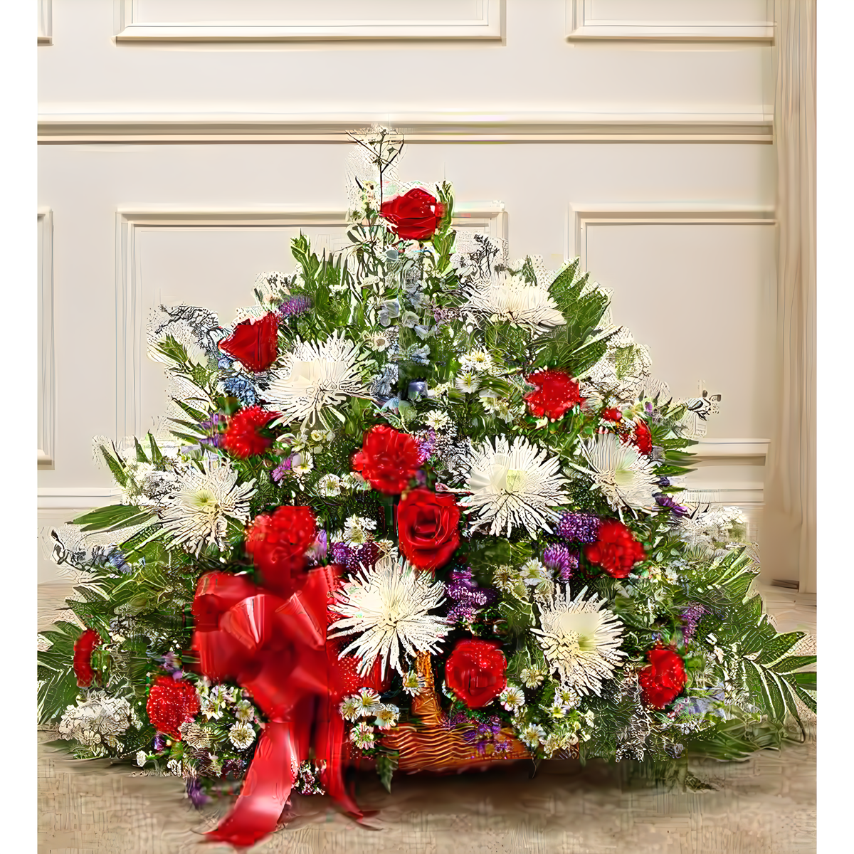 Manhattan Flower Delivery - Thoughts and Prayer Fireside Basket-Red/White/Blue - Funeral &gt; For the Service