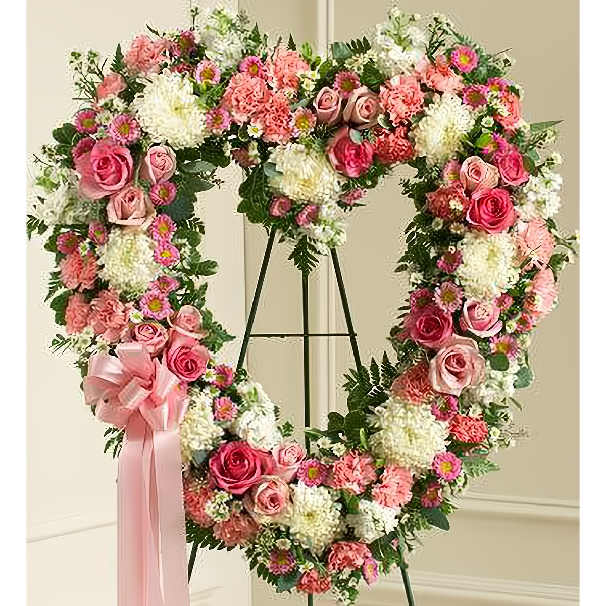 Manhattan Flower Delivery - Always Remember Pink Floral Heart Tribute - Funeral &gt; Hearts