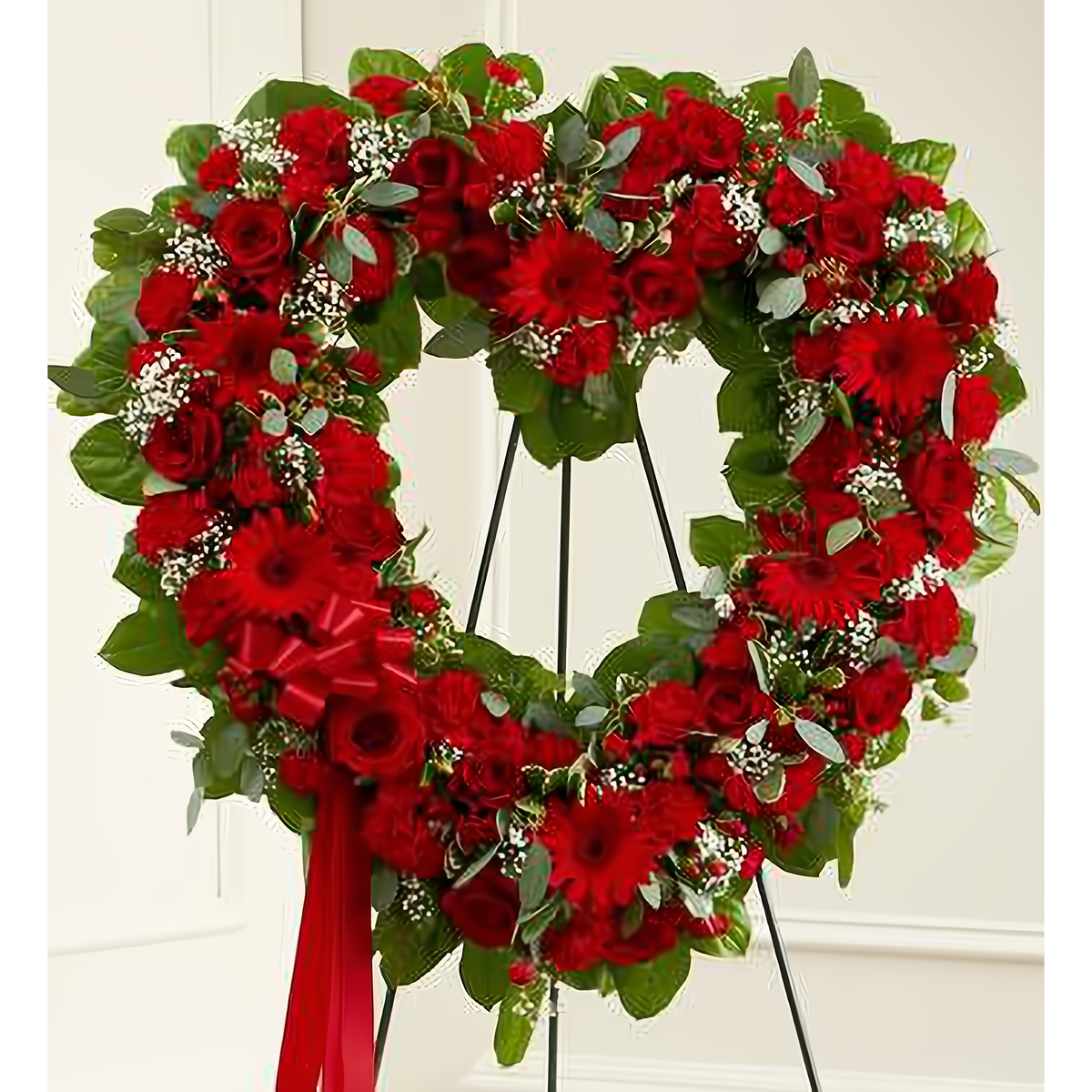 Manhattan Flower Delivery - Always Remember Red Floral Heart Tribute - Funeral &gt; Hearts