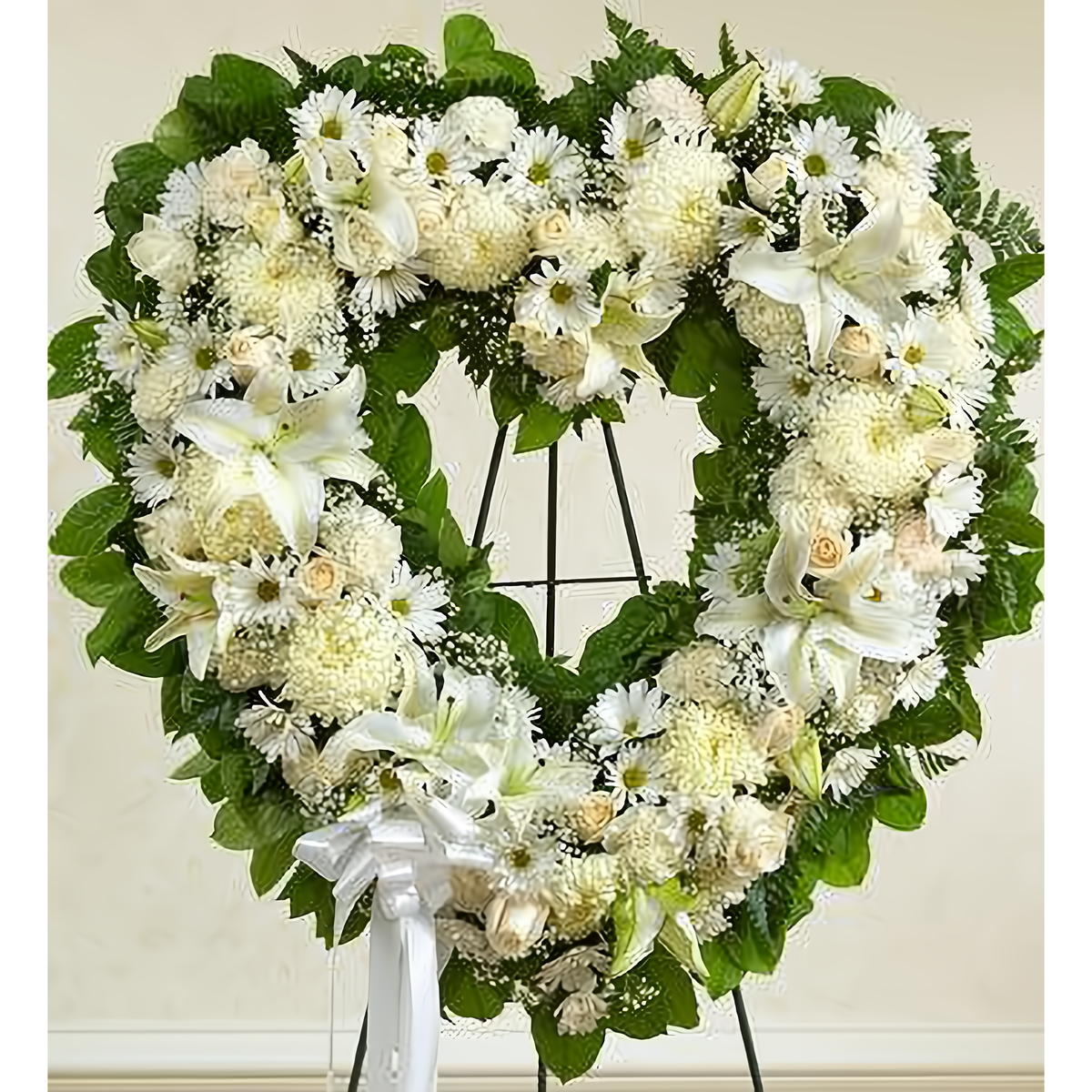 Manhattan Flower Delivery - Always Remember White Floral Heart Tribute - Funeral &gt; Hearts