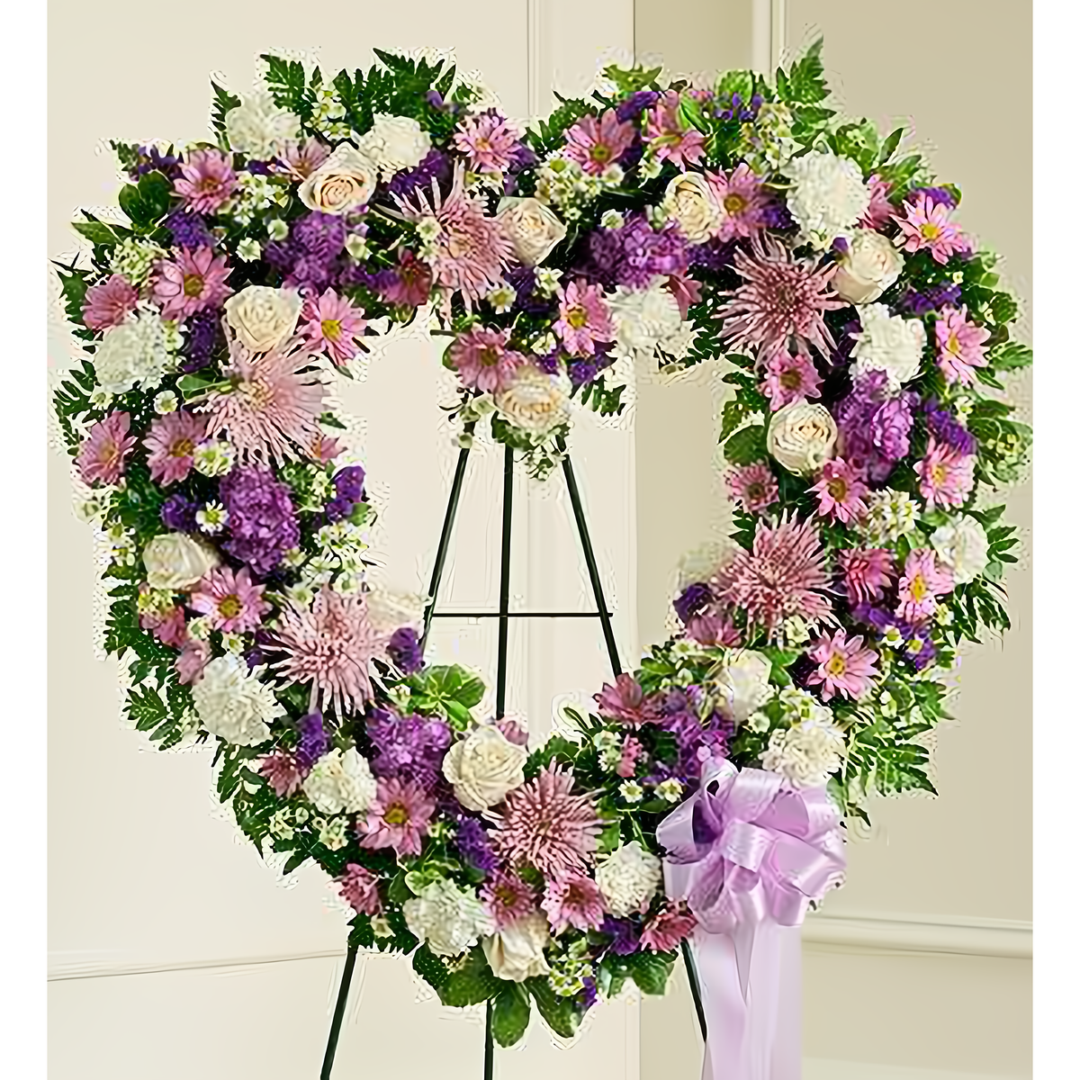 Manhattan Flower Delivery - Always Remember Lavender Floral Heart Tribute - Funeral &gt; Hearts