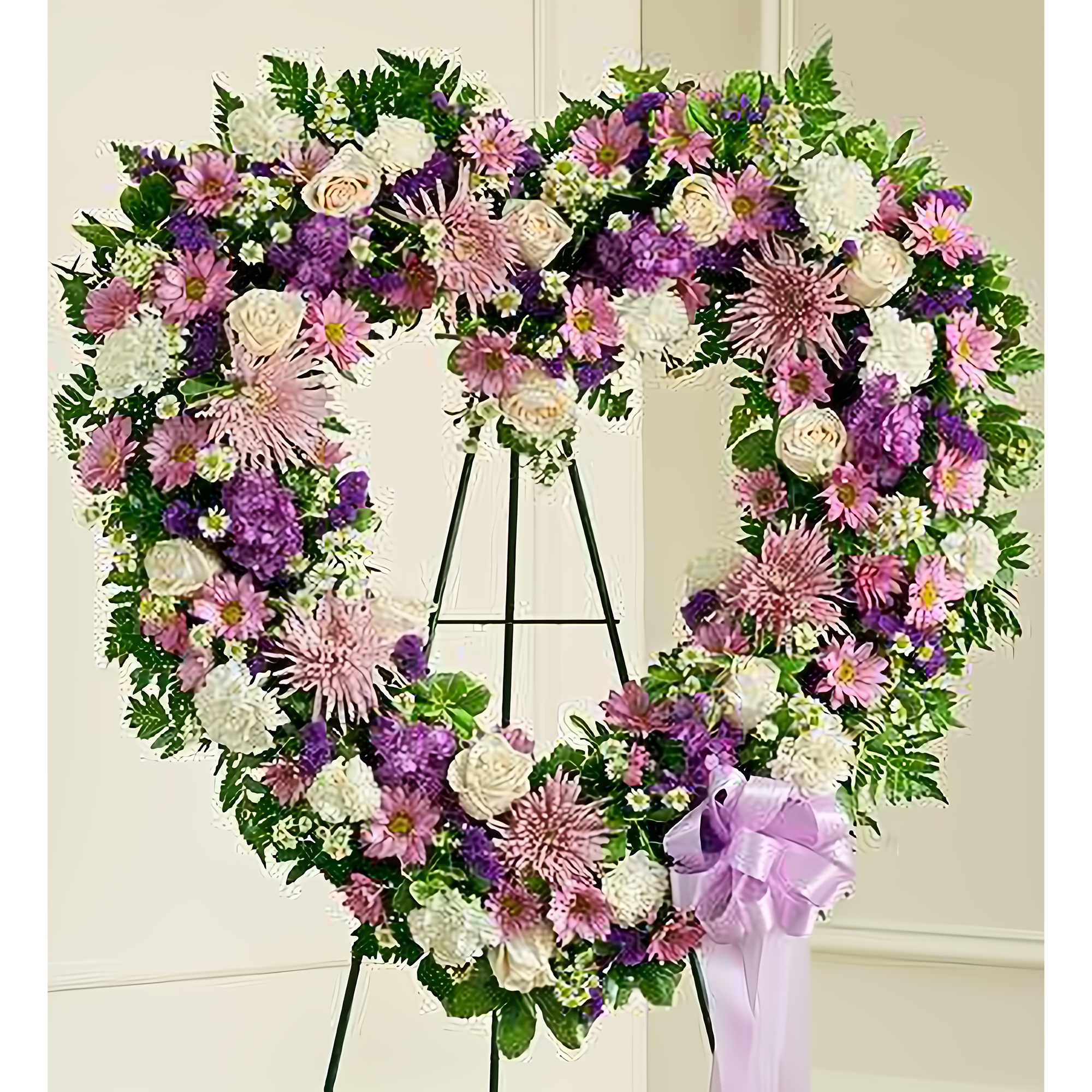 Manhattan Flower Delivery - Always Remember Lavender Floral Heart Tribute - Funeral > Hearts