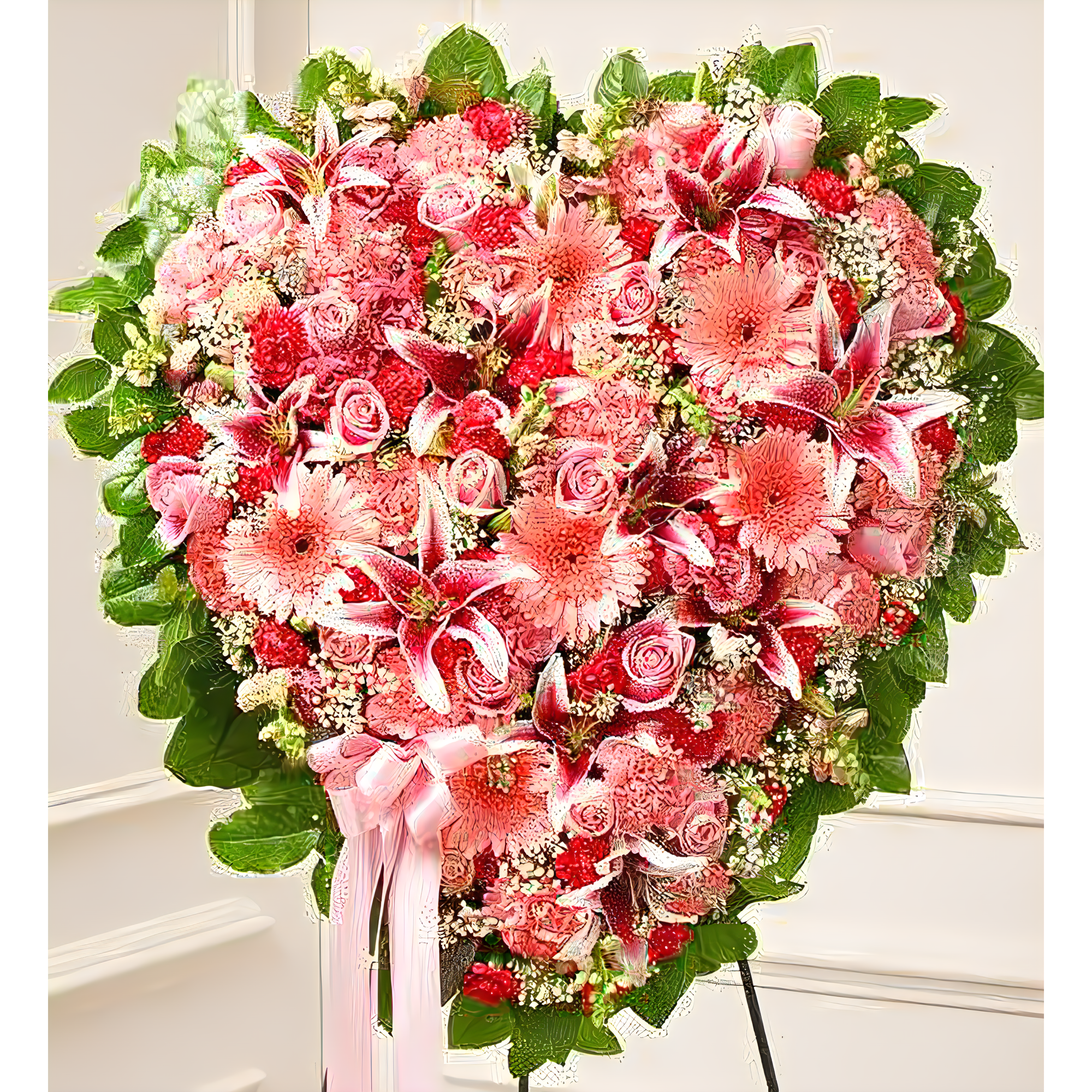 Manhattan Flower Delivery - Pink Mixed Flower Heart - Funeral > Hearts
