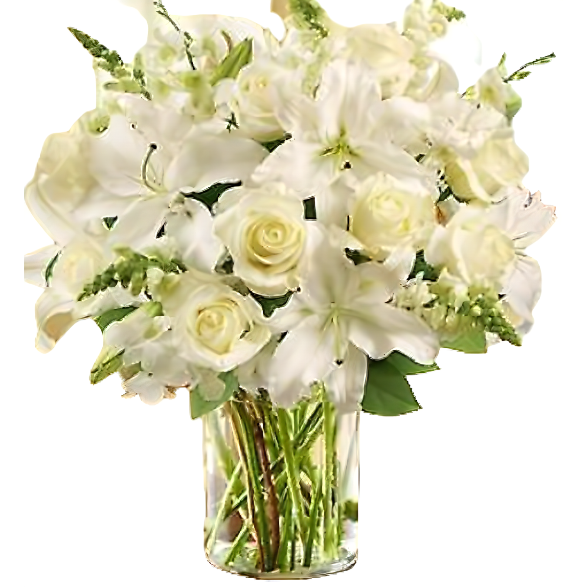 Manhattan Flower Delivery - Classic All White Arrangement for Sympathy - Funeral &gt; Vase Arrangements