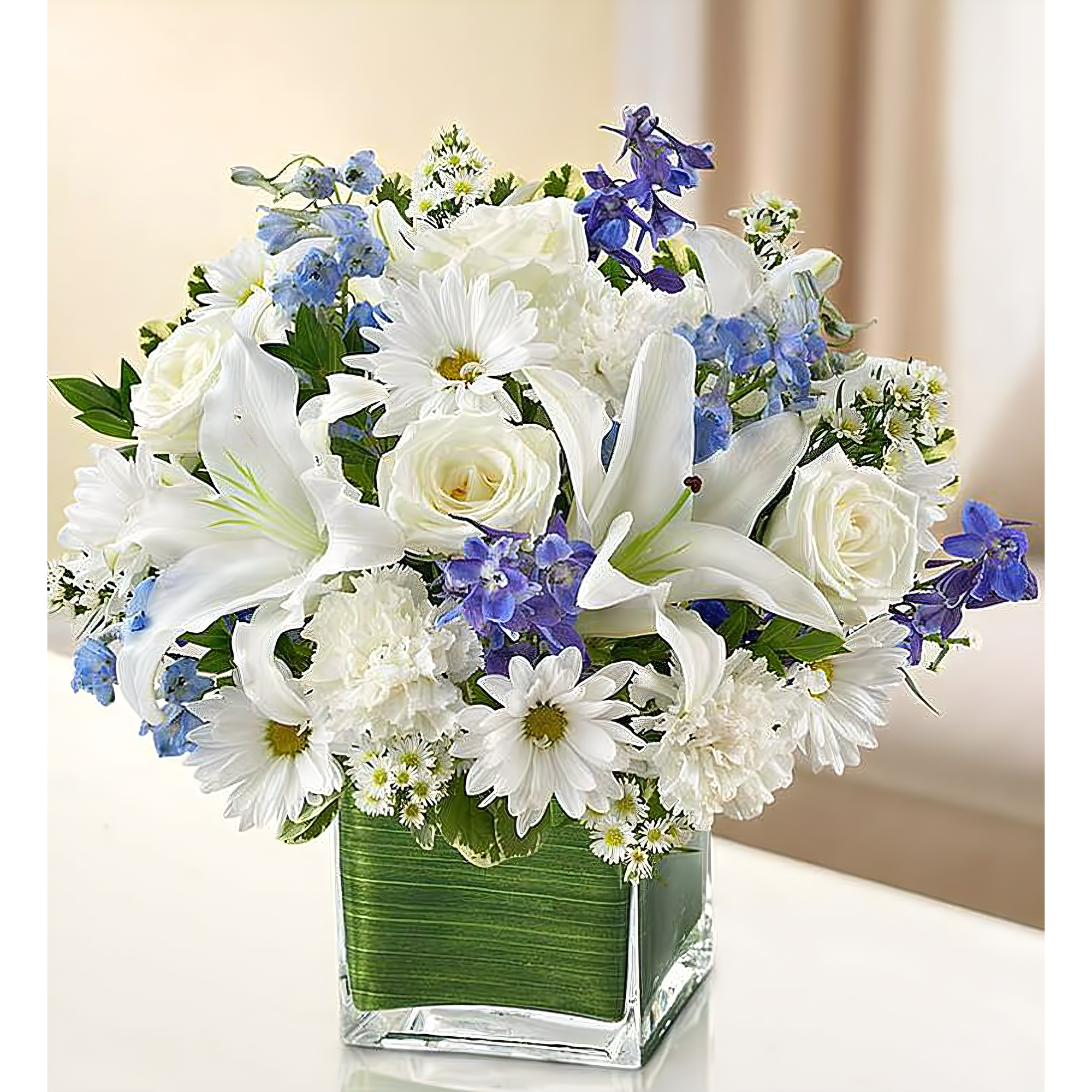 Manhattan Flower Delivery - Healing Tears - Blue and White - Funeral > Vase Arrangements