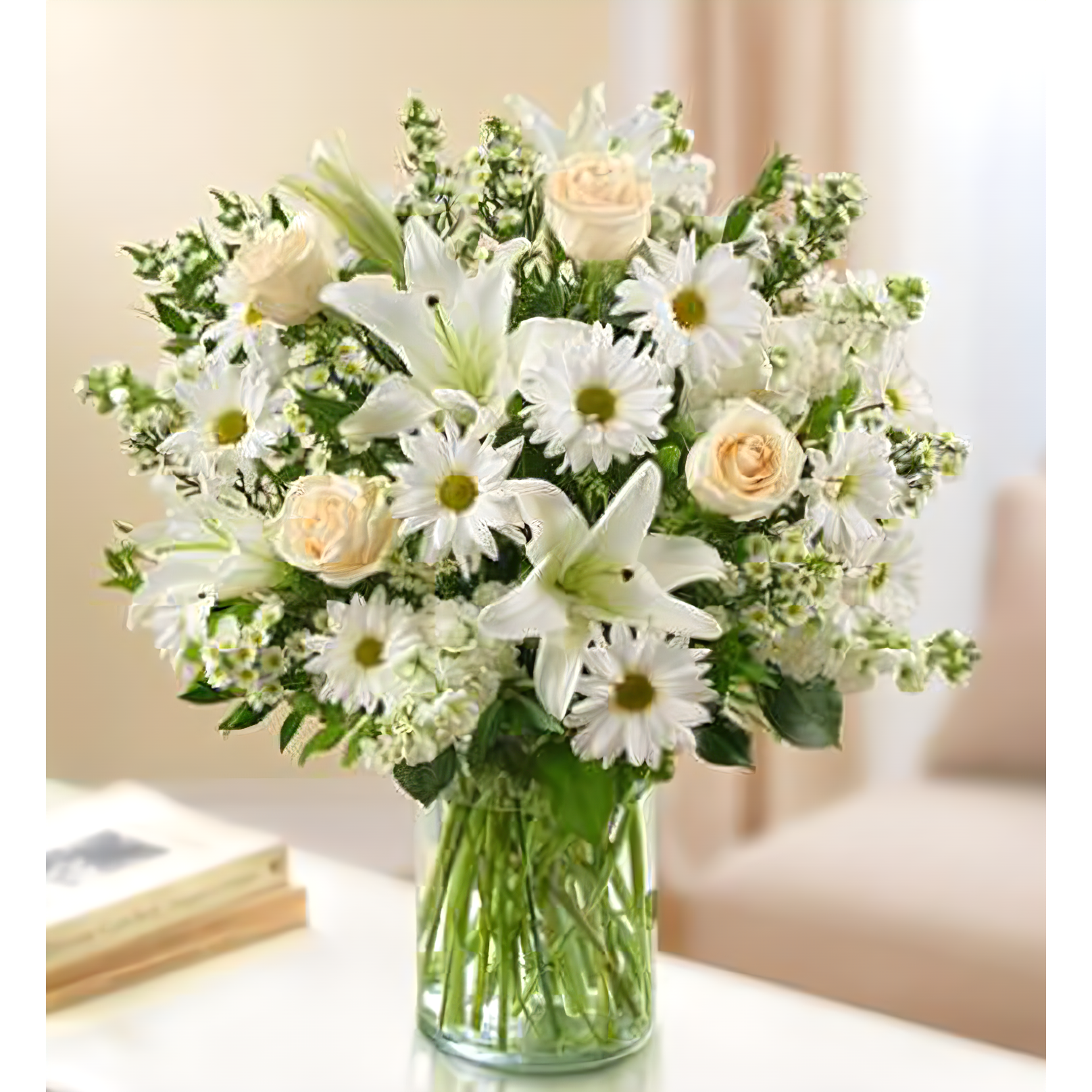 Manhattan Flower Delivery - Sincerest Sorrow - All White - Funeral > Vase Arrangements