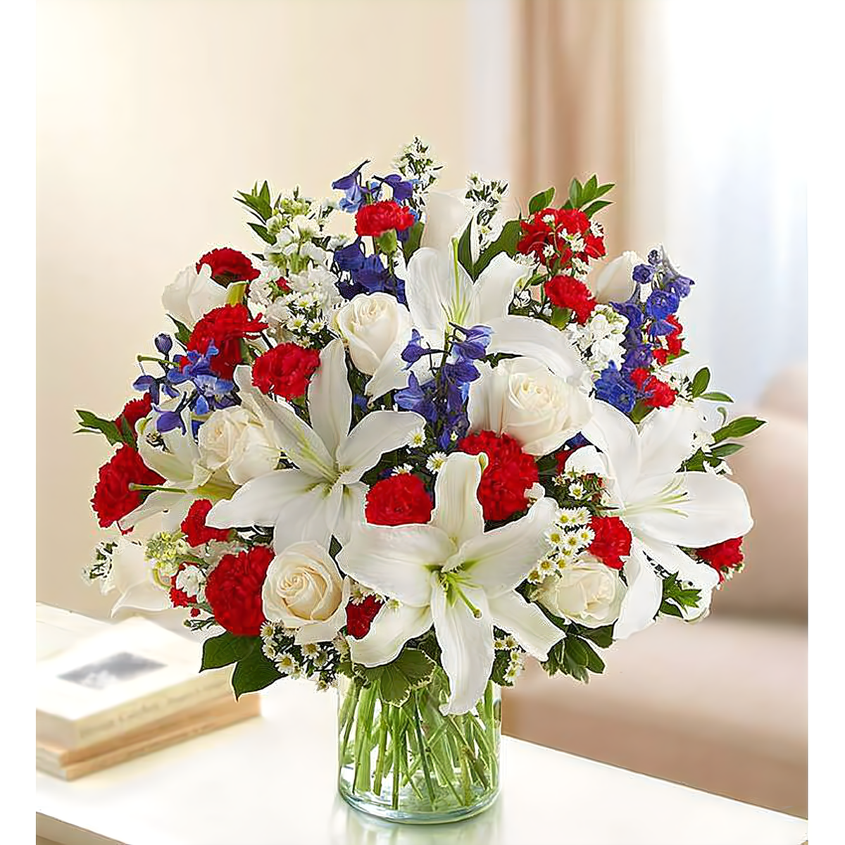 Manhattan Flower Delivery - Sincerest Sorrow - Red, White and Blue - Funeral &gt; Vase Arrangements