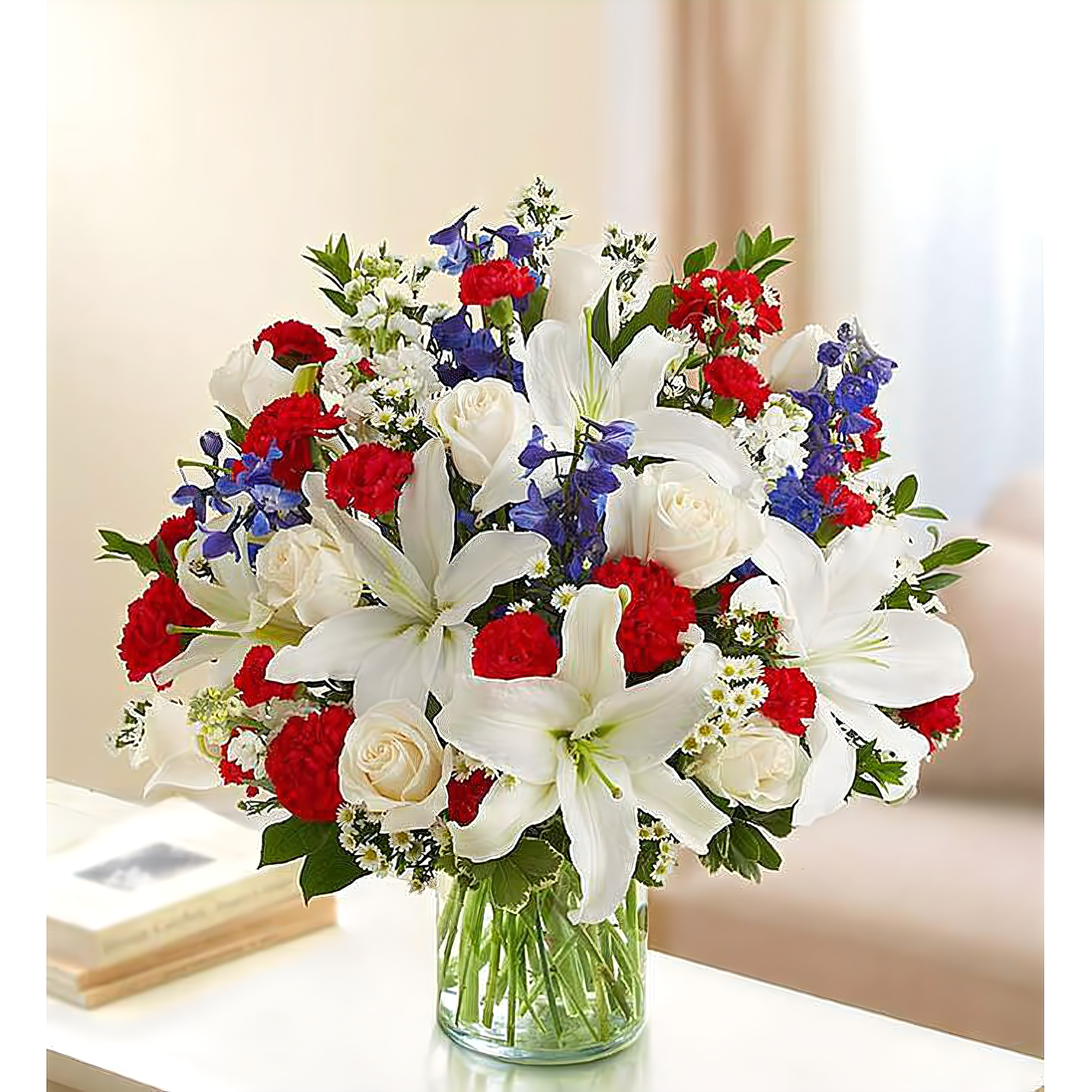 Manhattan Flower Delivery - Sincerest Sorrow - Red, White and Blue - Funeral > Vase Arrangements