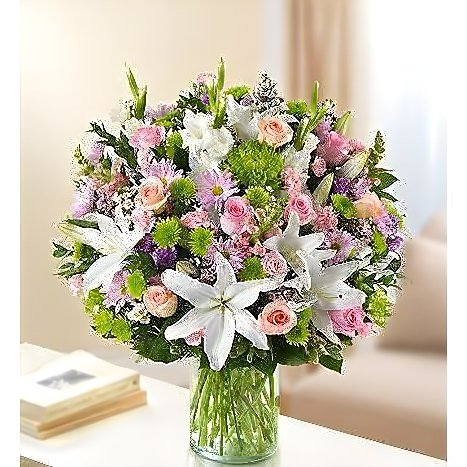 Manhattan Flower Delivery - Sincerest Sorrow - Multicolor Pastel - Funeral > Vase Arrangements
