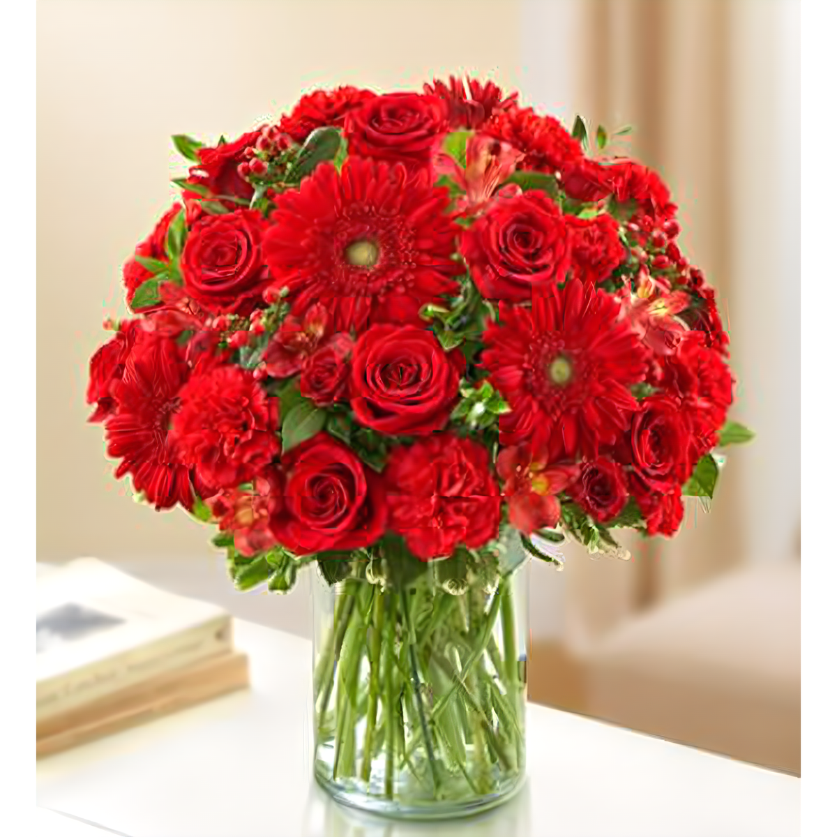 Manhattan Flower Delivery - Sincerest Sorrow - All Red - Funeral &gt; Vase Arrangements