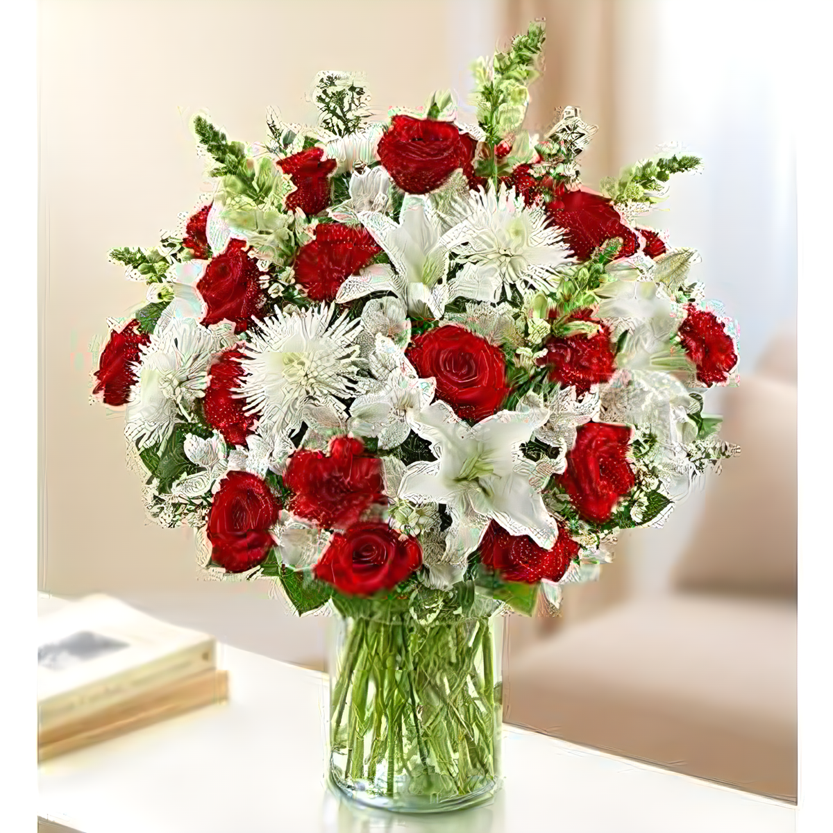 Manhattan Flower Delivery - Sincerest Sorrow - Red and White - Funeral &gt; Vase Arrangements