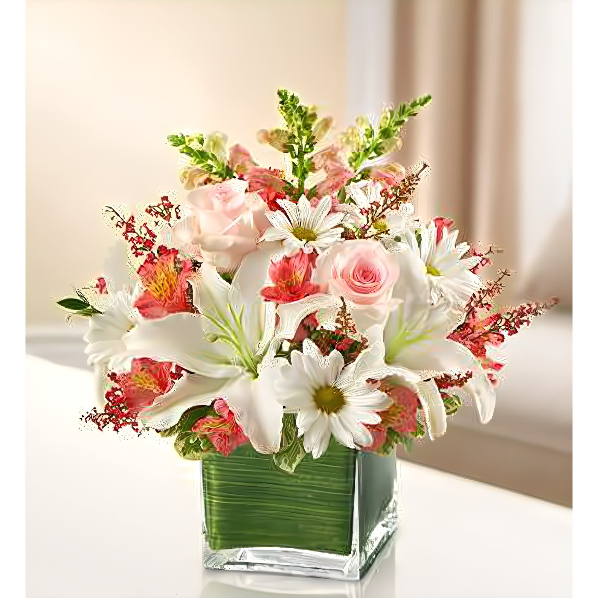 Manhattan Flower Delivery - Healing Tears - Pink and White - Funeral > Vase Arrangements