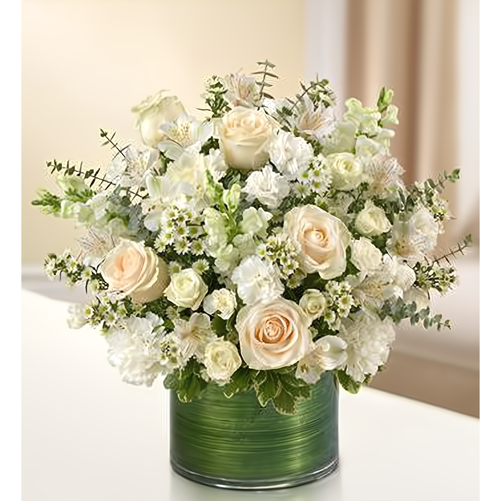 Manhattan Flower Delivery - Cherished Memories - All White - Funeral > Vase Arrangements