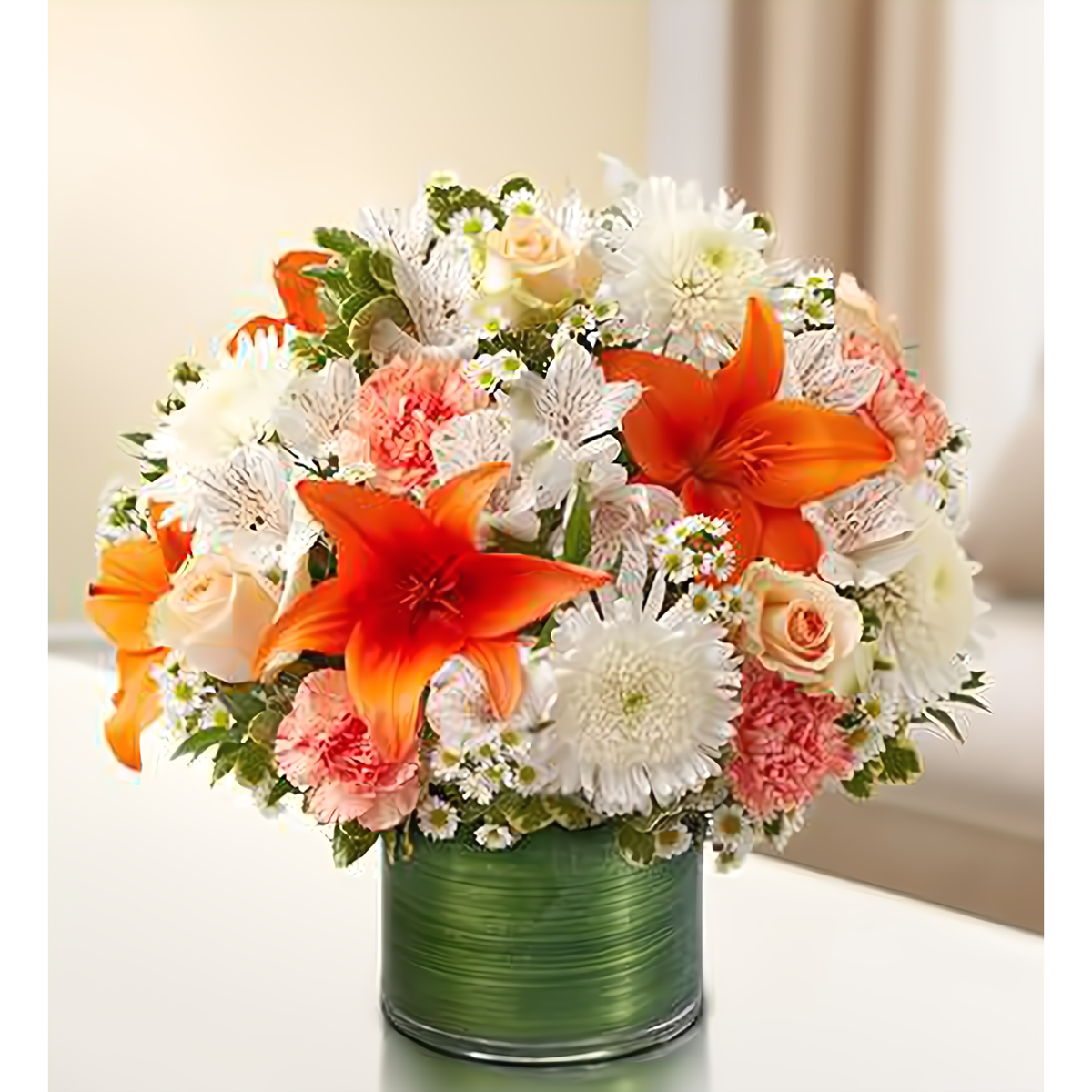Manhattan Flower Delivery - Cherished Memories - Peach, Orange and White - Funeral &gt; Vase Arrangements
