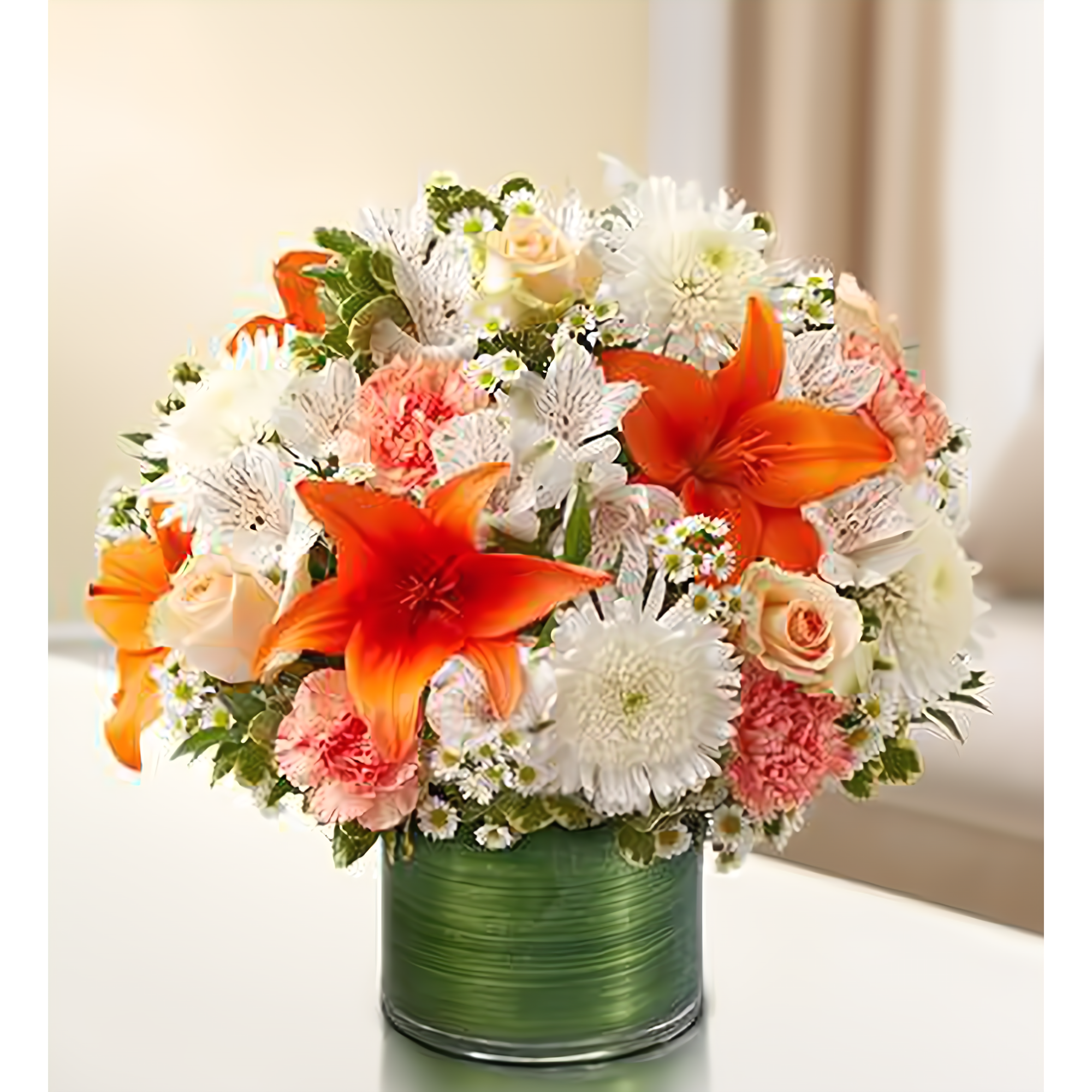 Manhattan Flower Delivery - Cherished Memories - Peach, Orange and White - Funeral > Vase Arrangements
