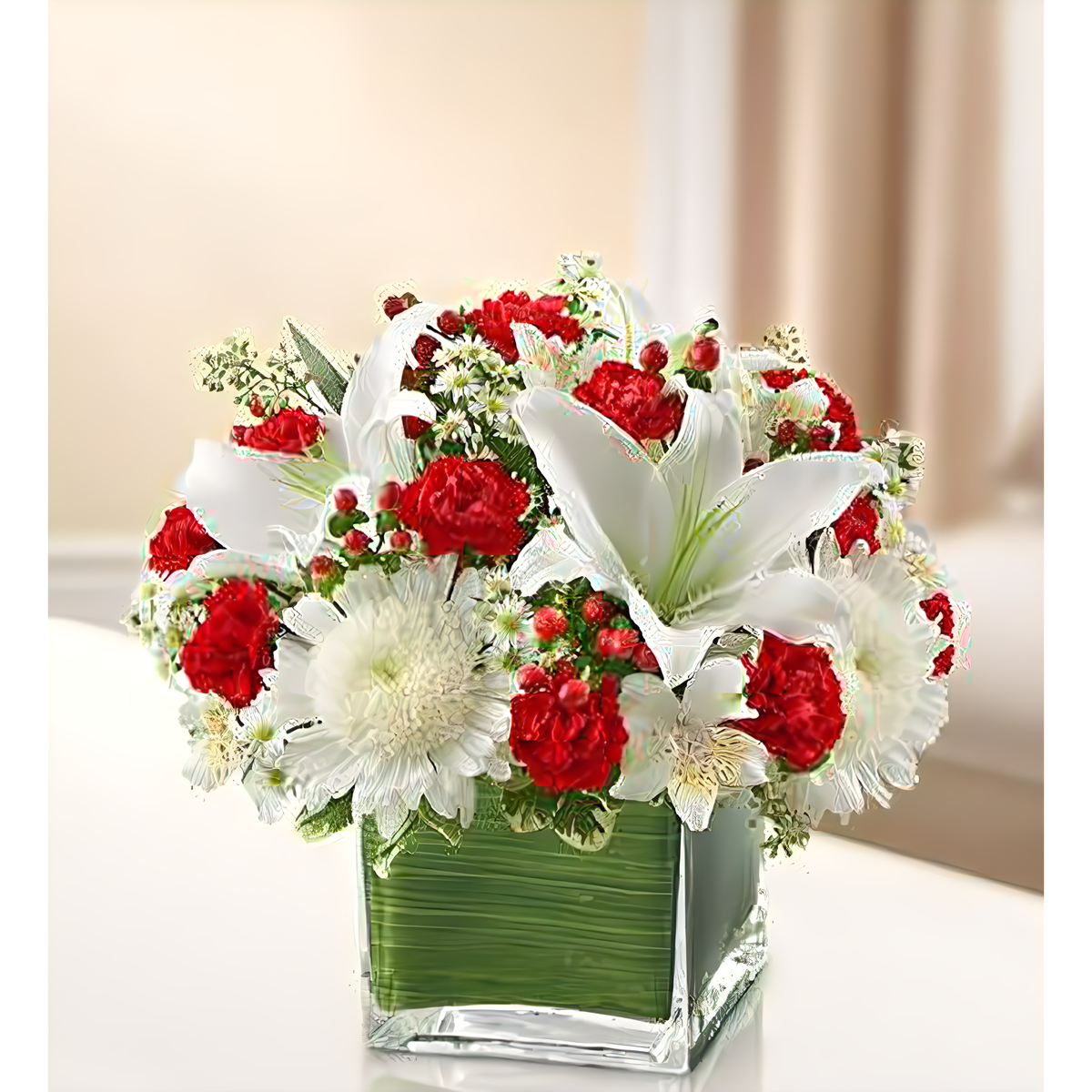 Manhattan Flower Delivery - Healing Tears - Red and White - Funeral &gt; Vase Arrangements