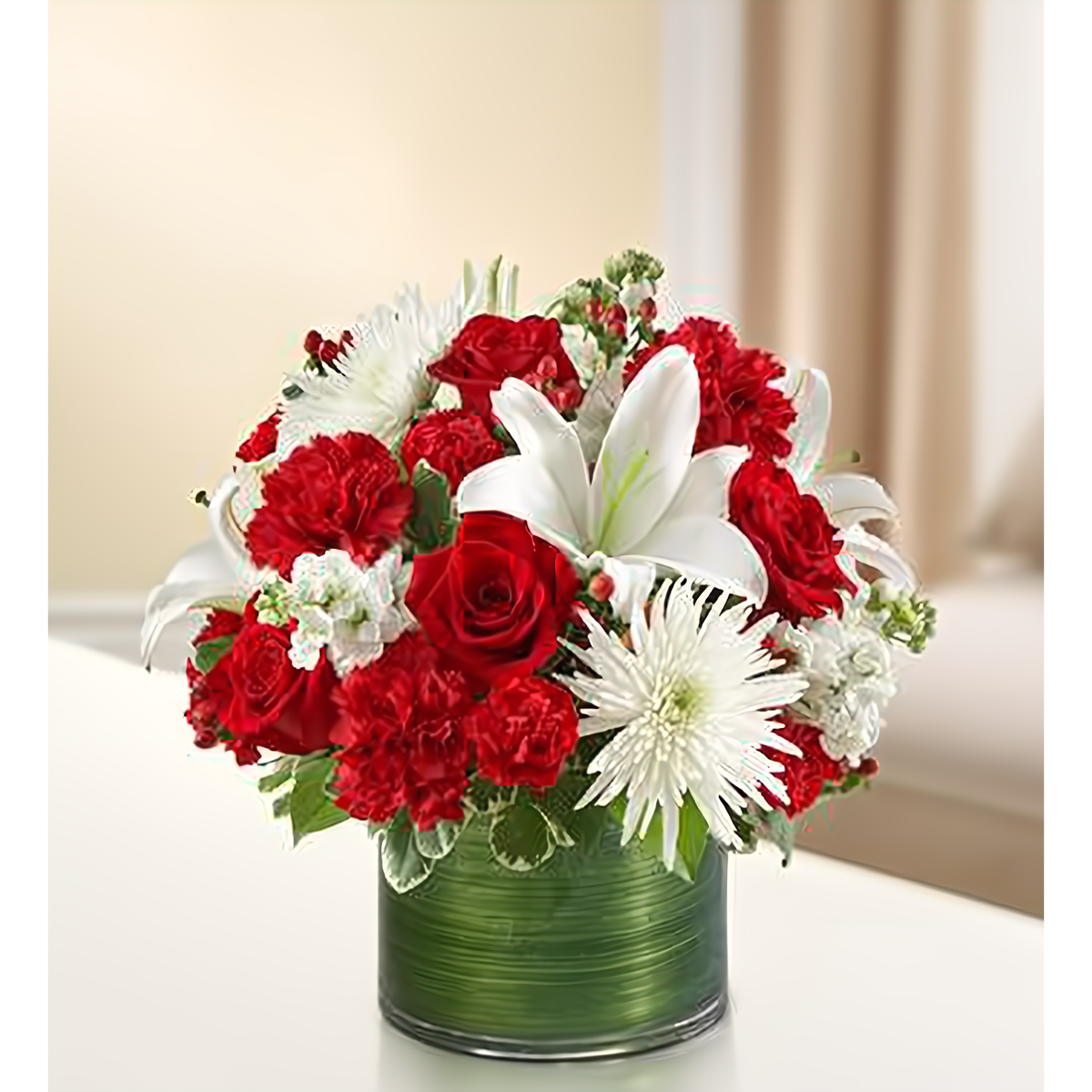 Manhattan Flower Delivery - Cherished Memories - Red and White - Funeral &gt; Vase Arrangements