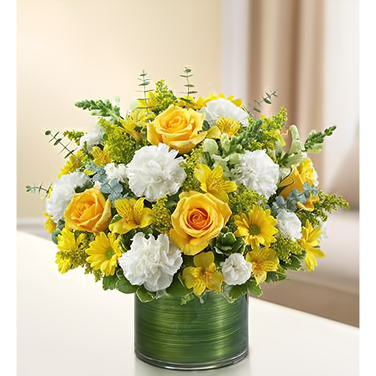 Manhattan Flower Delivery - Cherished Memories - Yellow and White - Funeral &gt; Vase Arrangements