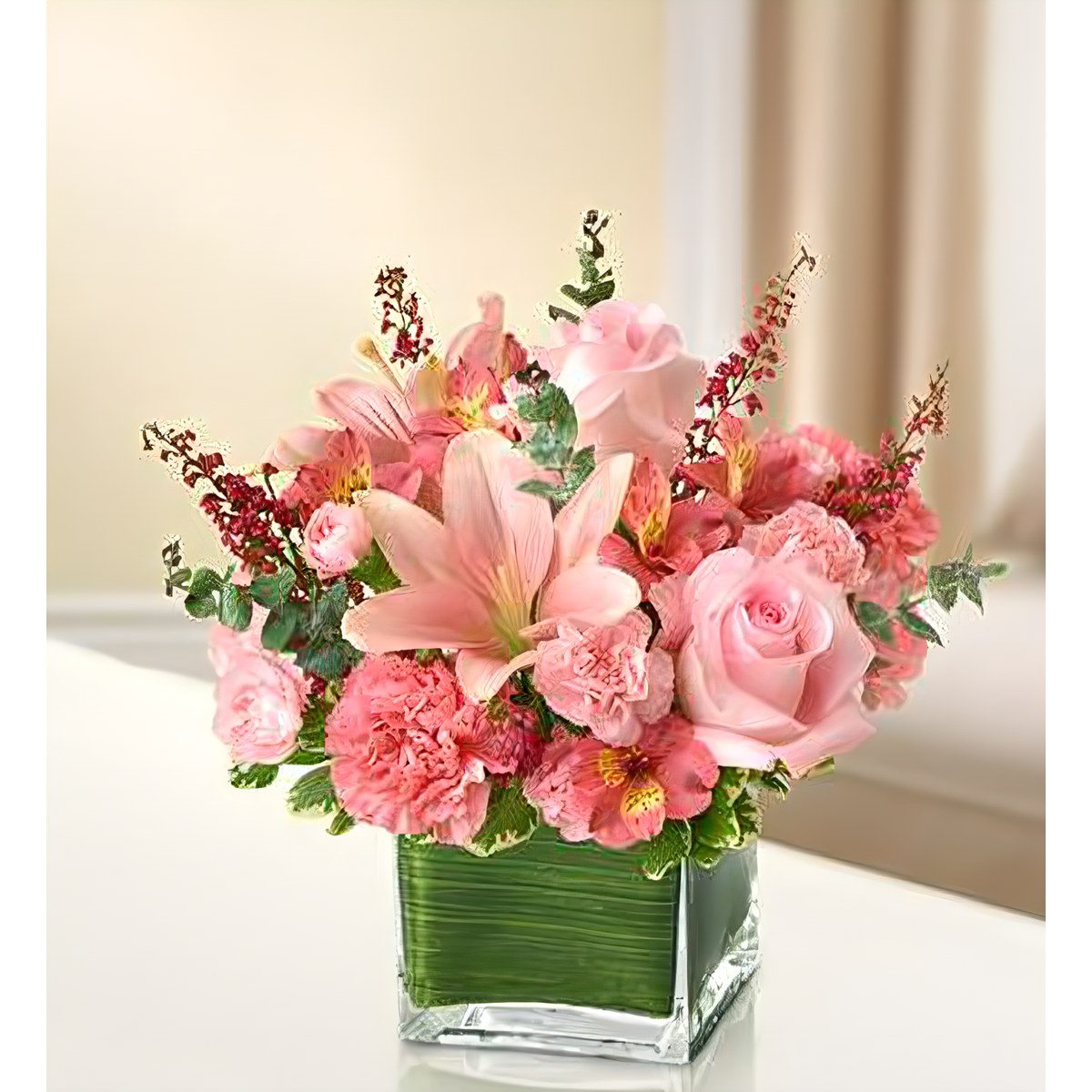 Manhattan Flower Delivery - Healing Tears - All Pink - Funeral &gt; Vase Arrangements