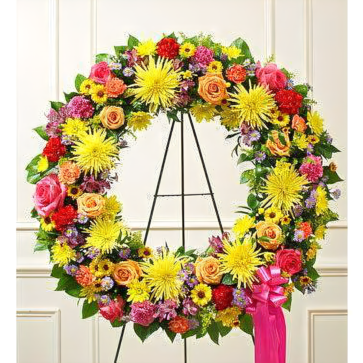 Manhattan Flower Delivery - Serene Blessings Bright Standing Wreath - Funeral &gt; Wreaths