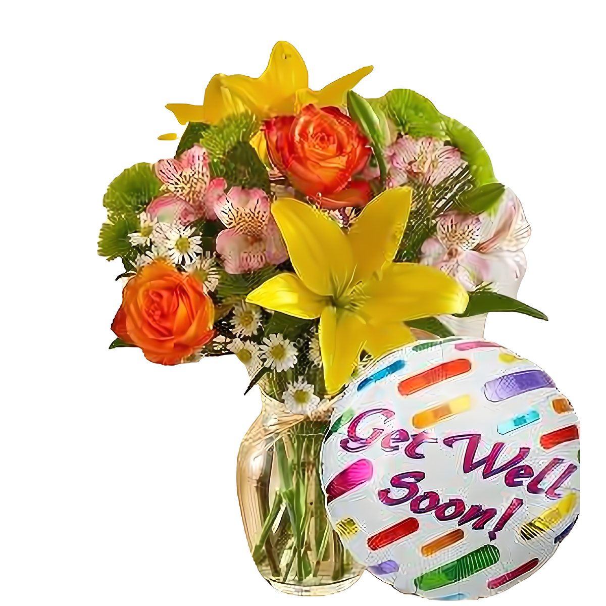 Manhattan Flower Delivery - Fields of the World w/ Get Well Balloon - Occasions &gt; Get Well