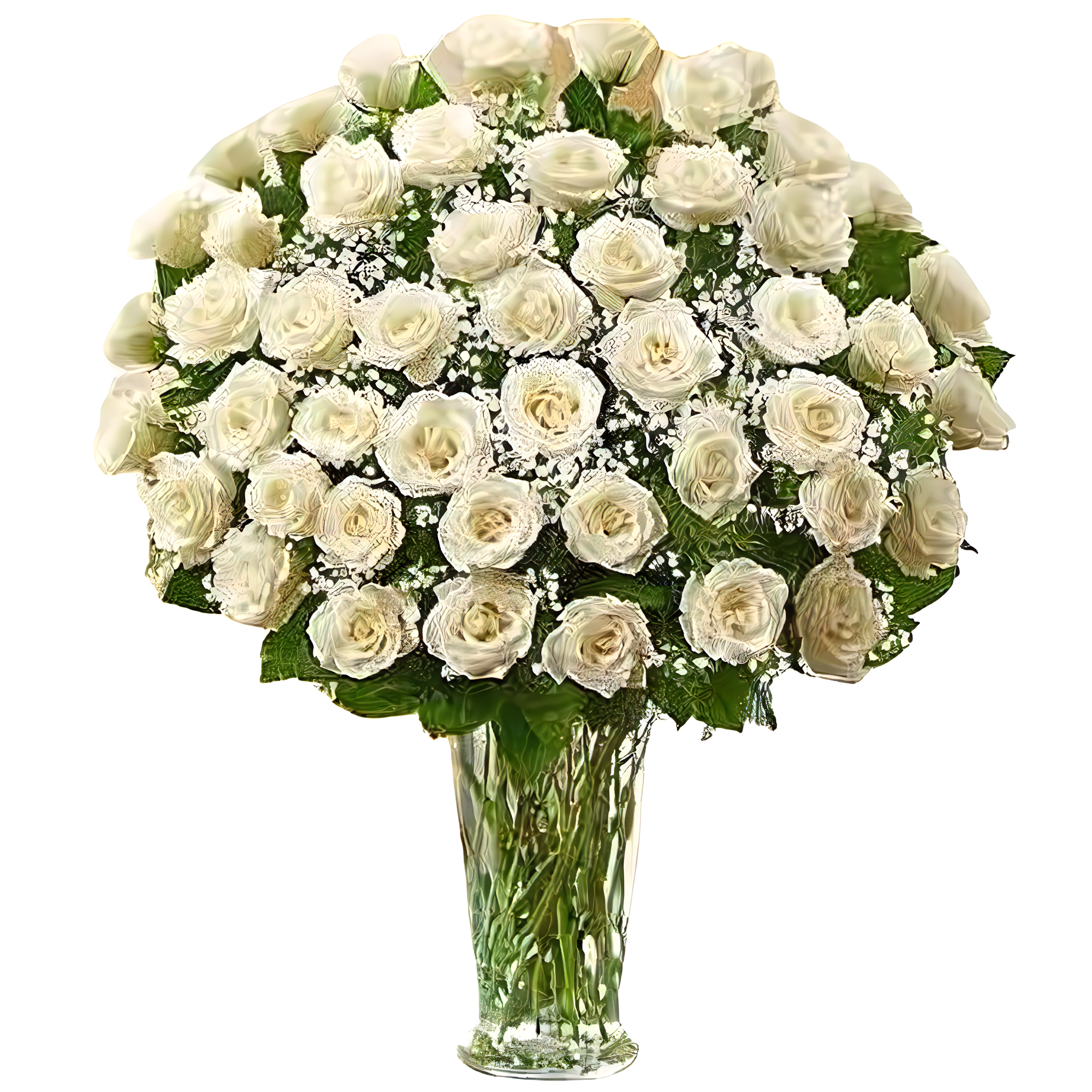 Manhattan Flower Delivery - Premium Long Stem - 48 White Roses - Roses