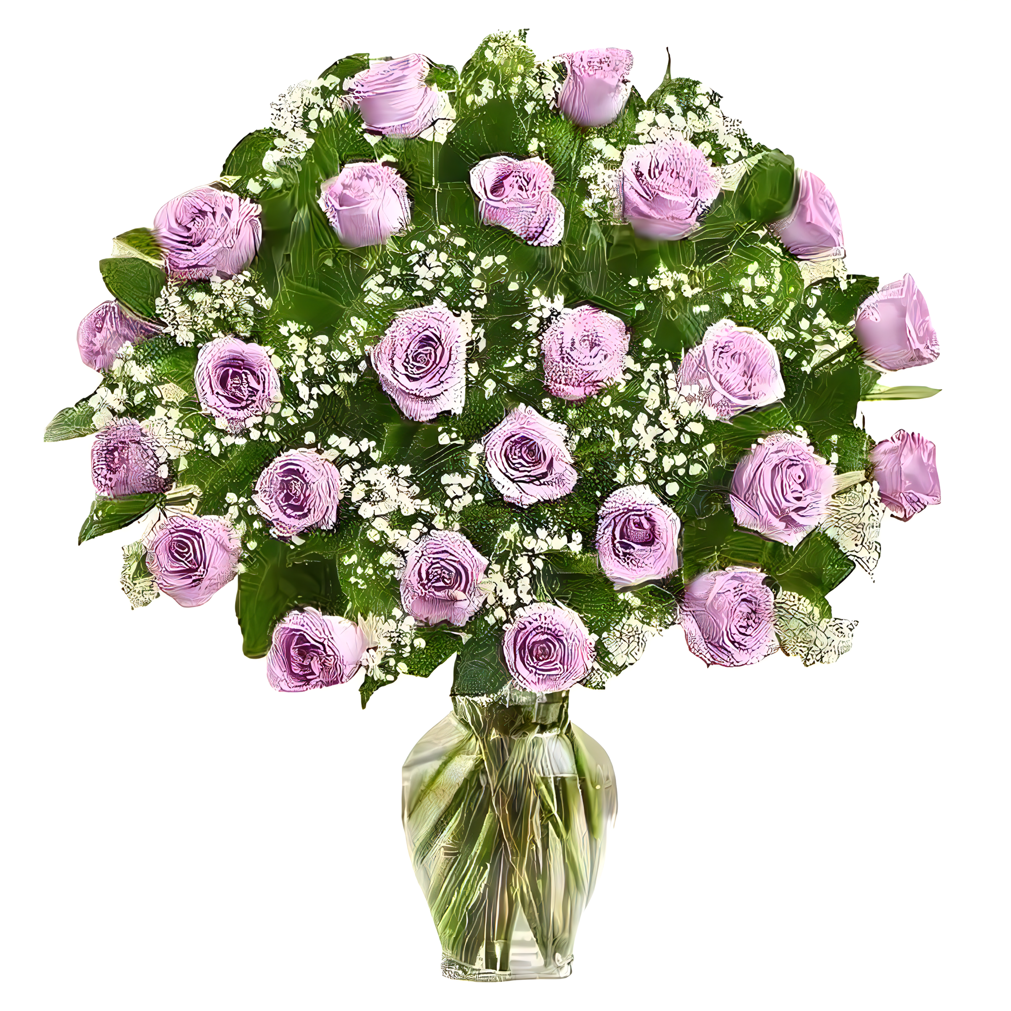 Manhattan Flower Delivery - Long Stem 24 Purple Roses - Roses
