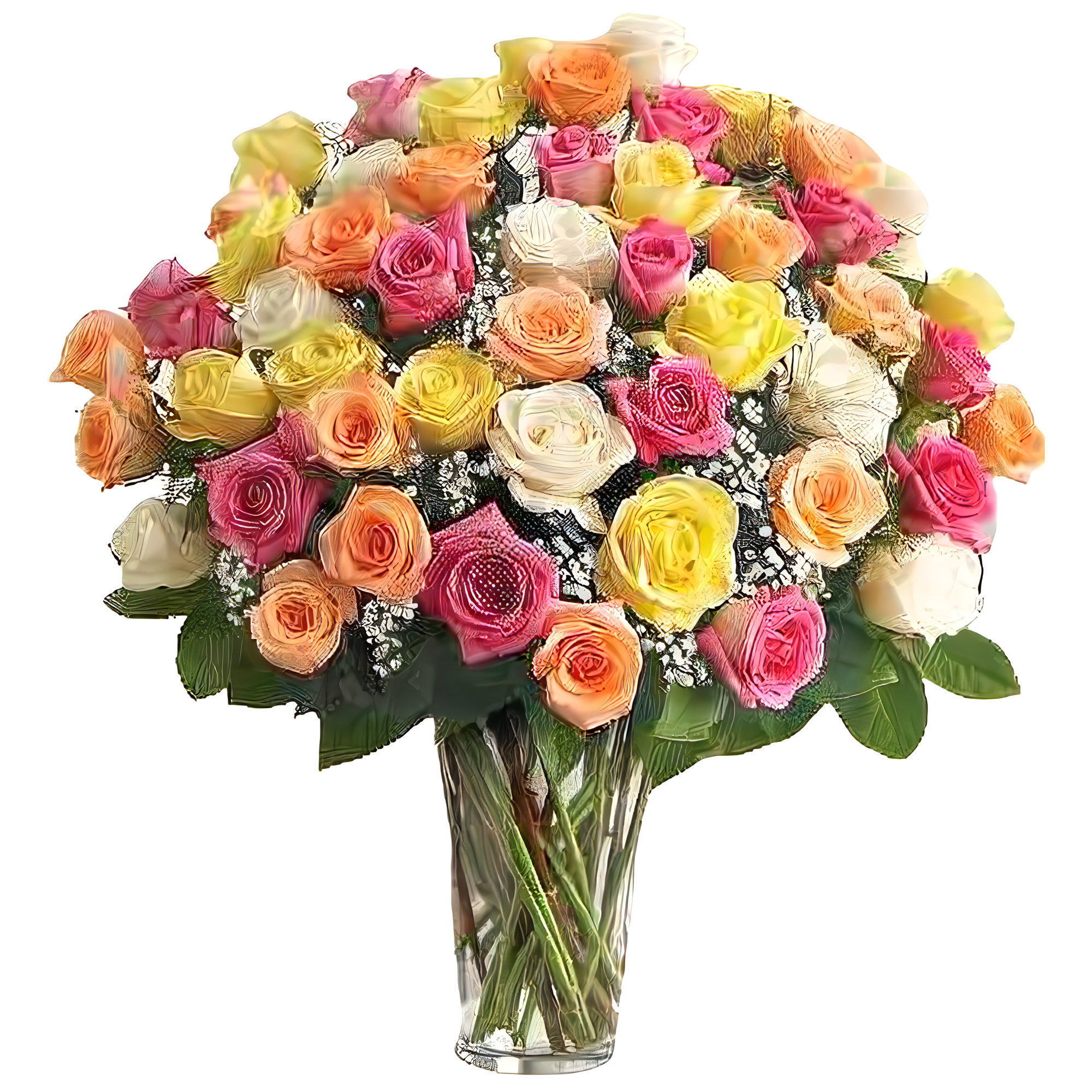 Manhattan Flower Delivery - Long Stem 48 Assorted Roses - Roses