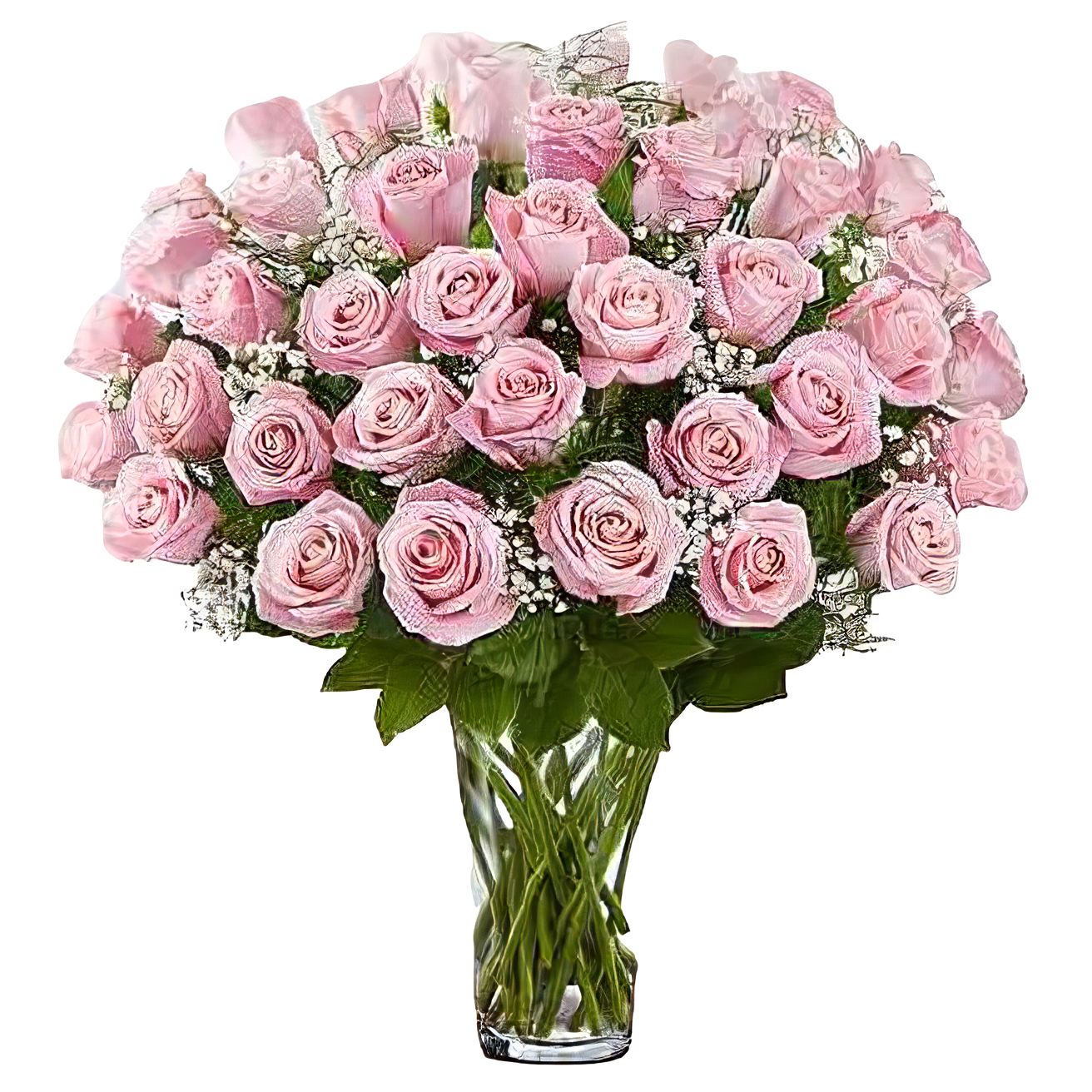 Manhattan Flower Delivery - Premium Long Stem 48 Pink Roses - Roses