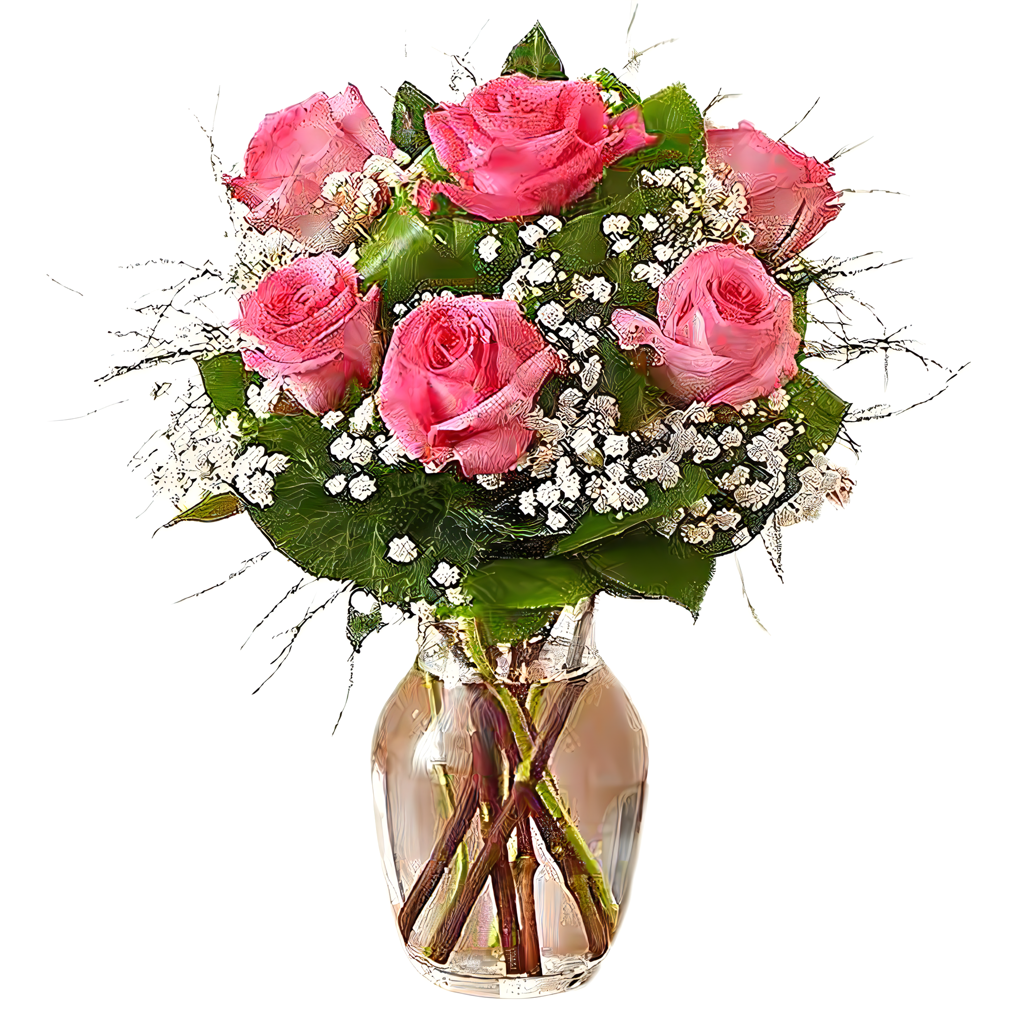 Manhattan Flower Delivery - Love's Embrace Roses Hot Pink - Roses